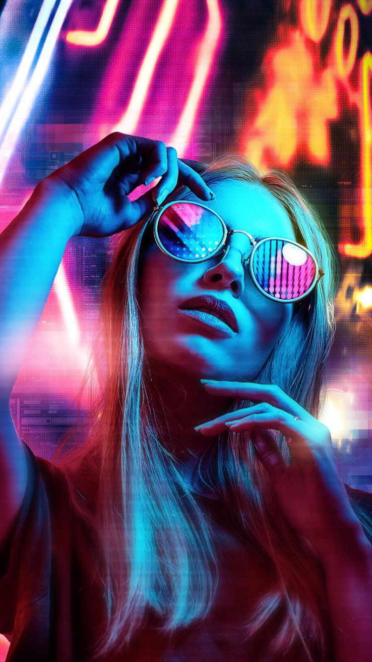 Обои рокконцерт, цифровое искусство, арт, Киберпанк, пурпур в разрешении 750x1334