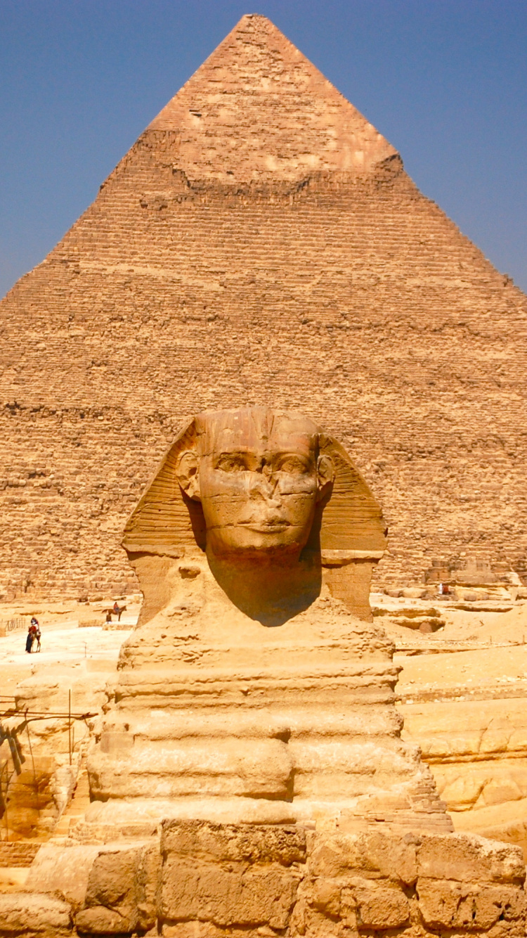 Обои Великий Сфинкс Гизы, египетская пирамида, пирамида, Чудеса мира, древняя история в разрешении 750x1334