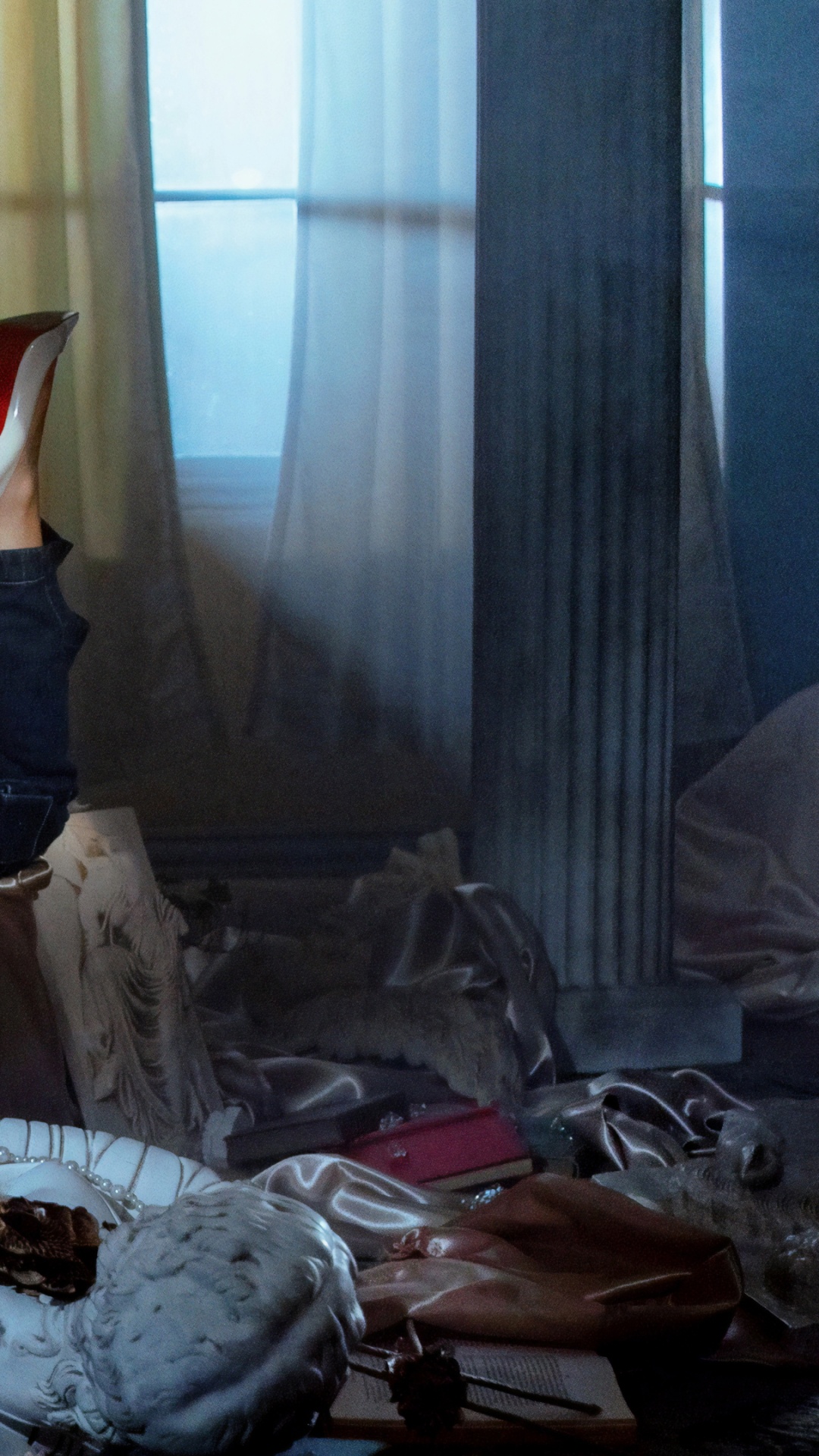 Обои фикция, темнота, музыка, сидящий, человек в разрешении 1080x1920