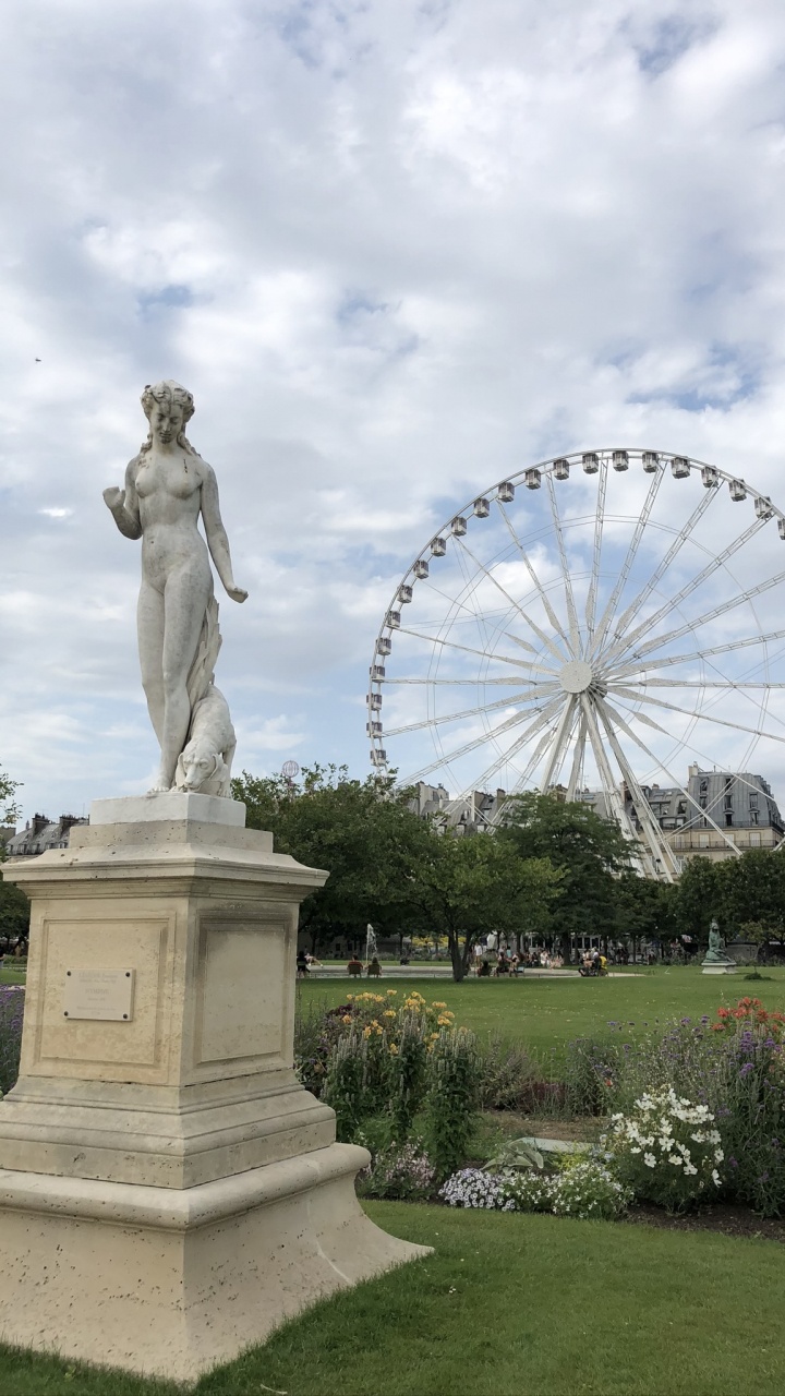 Обои статуя, достопримечательность, национальный исторический памятник, колесо обозрения, облако в разрешении 720x1280
