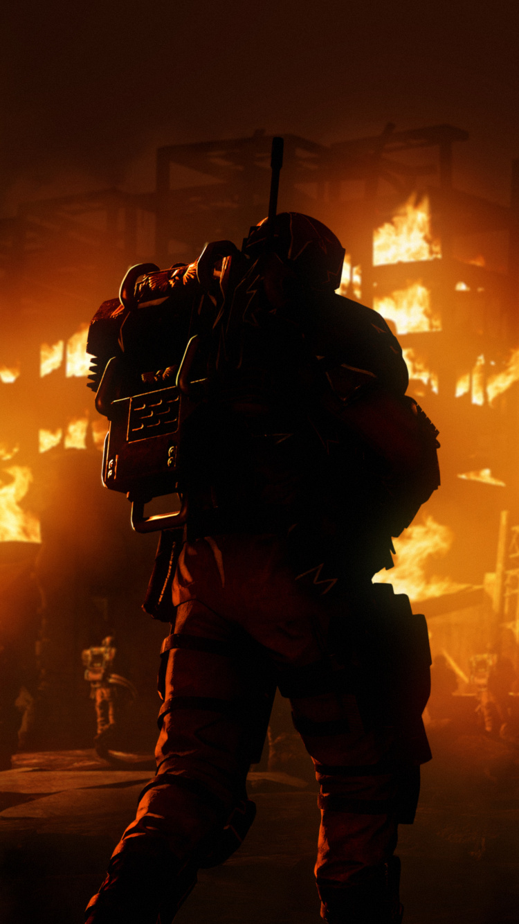 Обои цифровое искусство, огонь, пожарный, событие, ночь в разрешении 750x1334