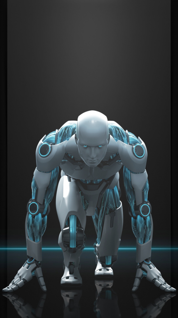 Обои робот, андроид, искусственный интеллект, игрушка, арт в разрешении 750x1334