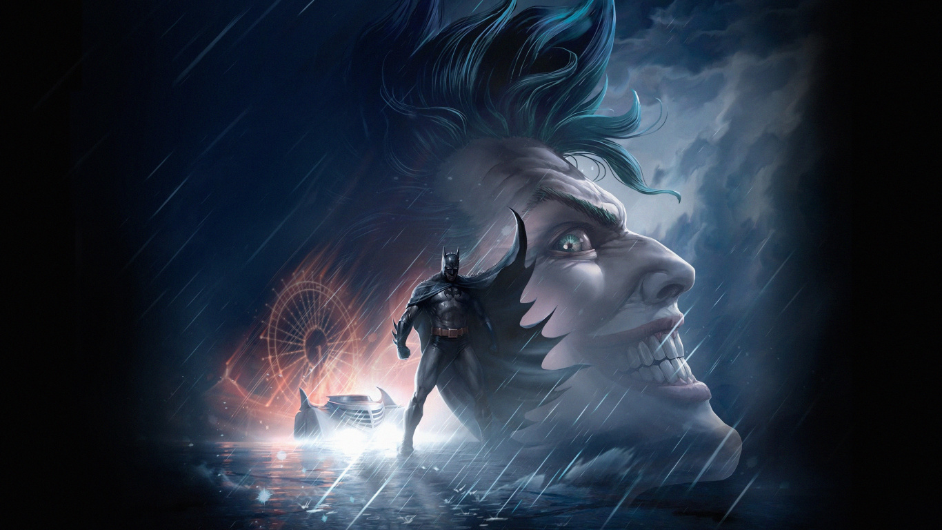 Обои Джокер, комиксы dc, Blu-ray диск, темнота, иллюстрация в разрешении 1366x768