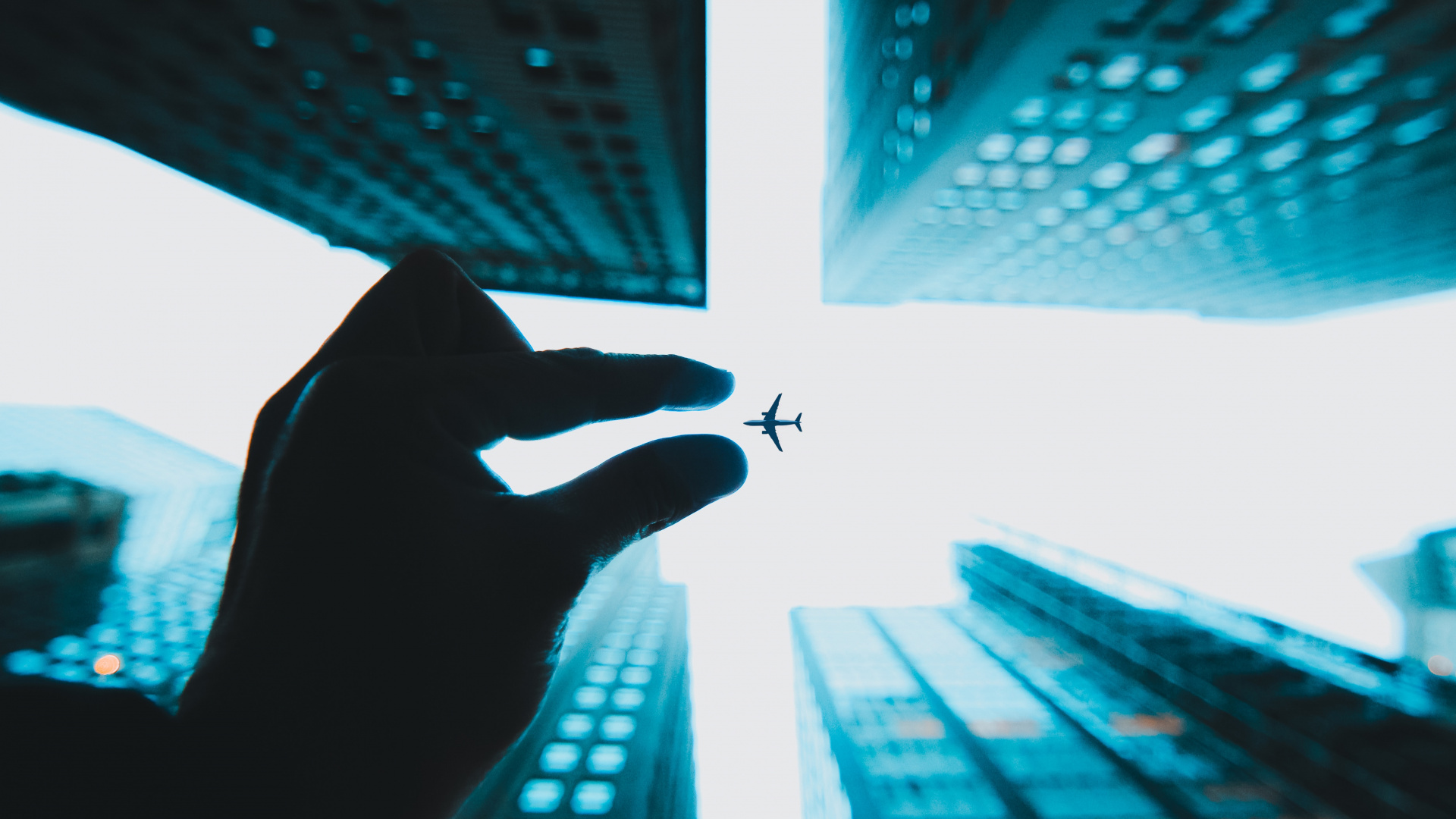 Обои синий, свет, Аква, бирюза, палец в разрешении 1920x1080