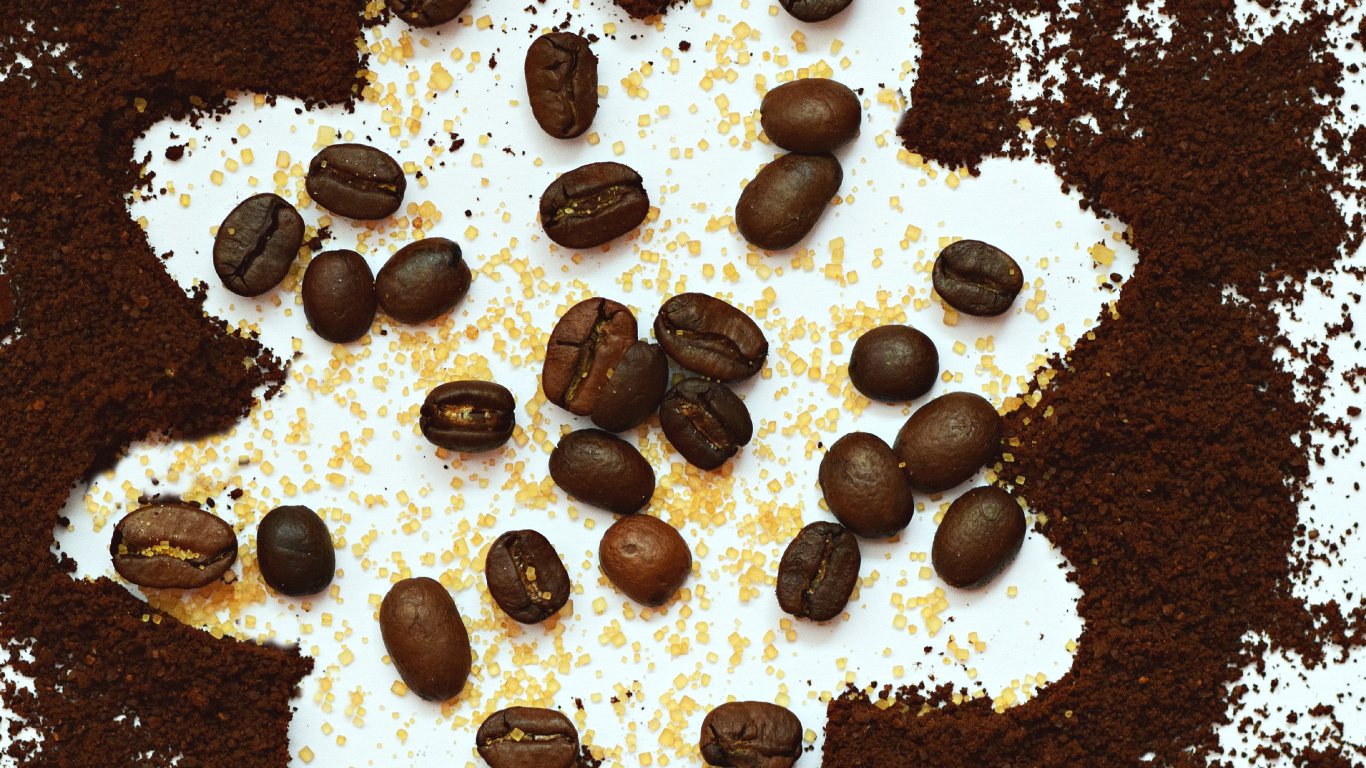 Обои кофейное зерно, кофе, пища, шоколад, блюда в разрешении 1366x768