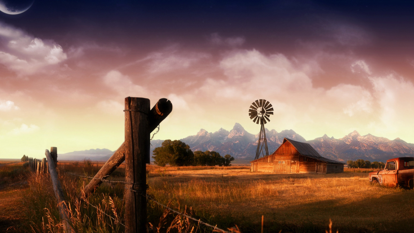 Обои облако, дерево, атмосфера, пейзаж, сельский район в разрешении 1366x768