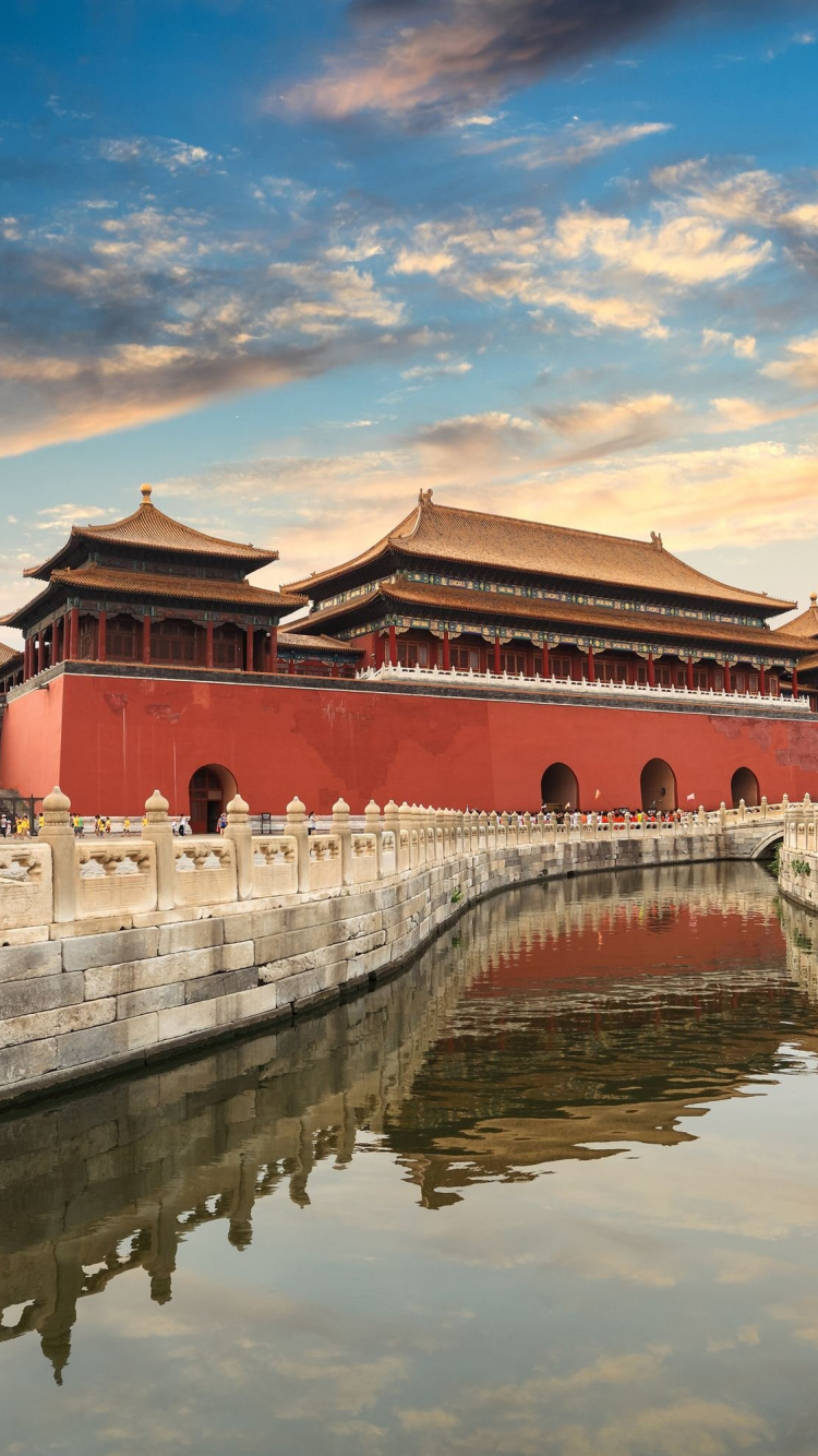 Обои запретный город, ориентир, отражение, водный путь, архитектура в разрешении 750x1334