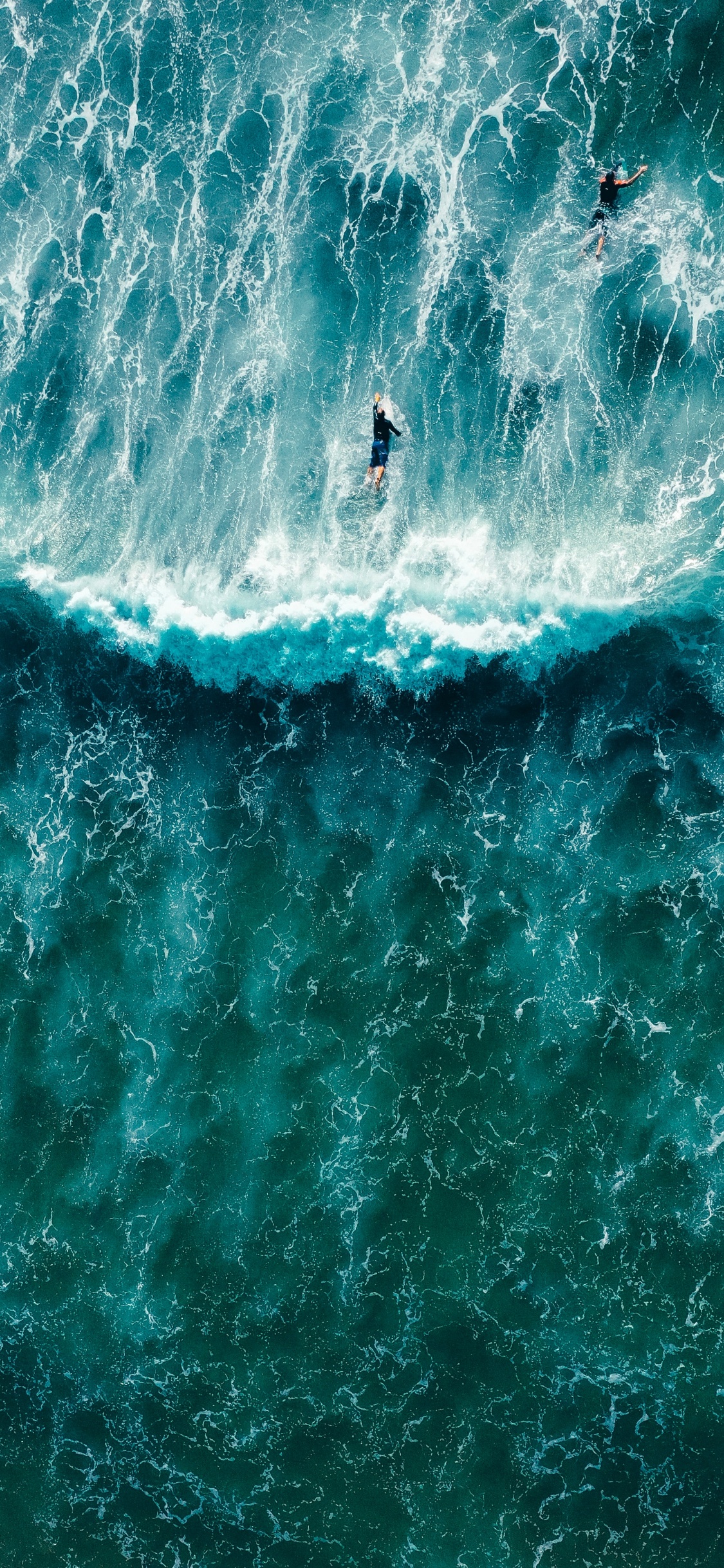 Обои зеленый, волна, вода, синий, Аква в разрешении 1125x2436