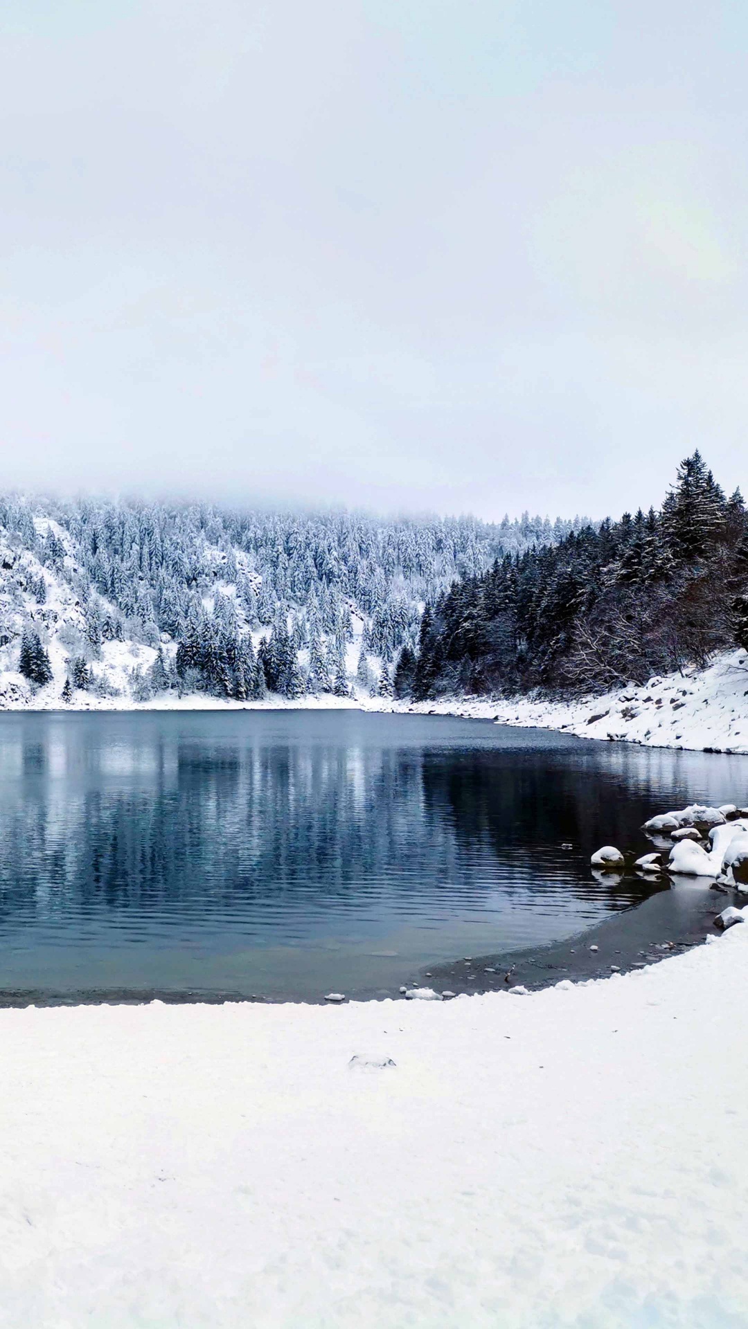 Обои зима, висгун - социальная сеть, вода, снег, природный ландшафт в разрешении 1080x1920
