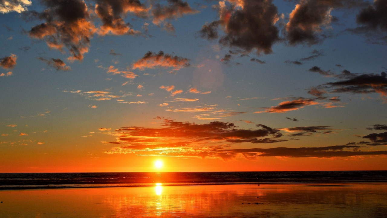 Обои закат, природа, жидкость, жидкий, облако в разрешении 1280x720