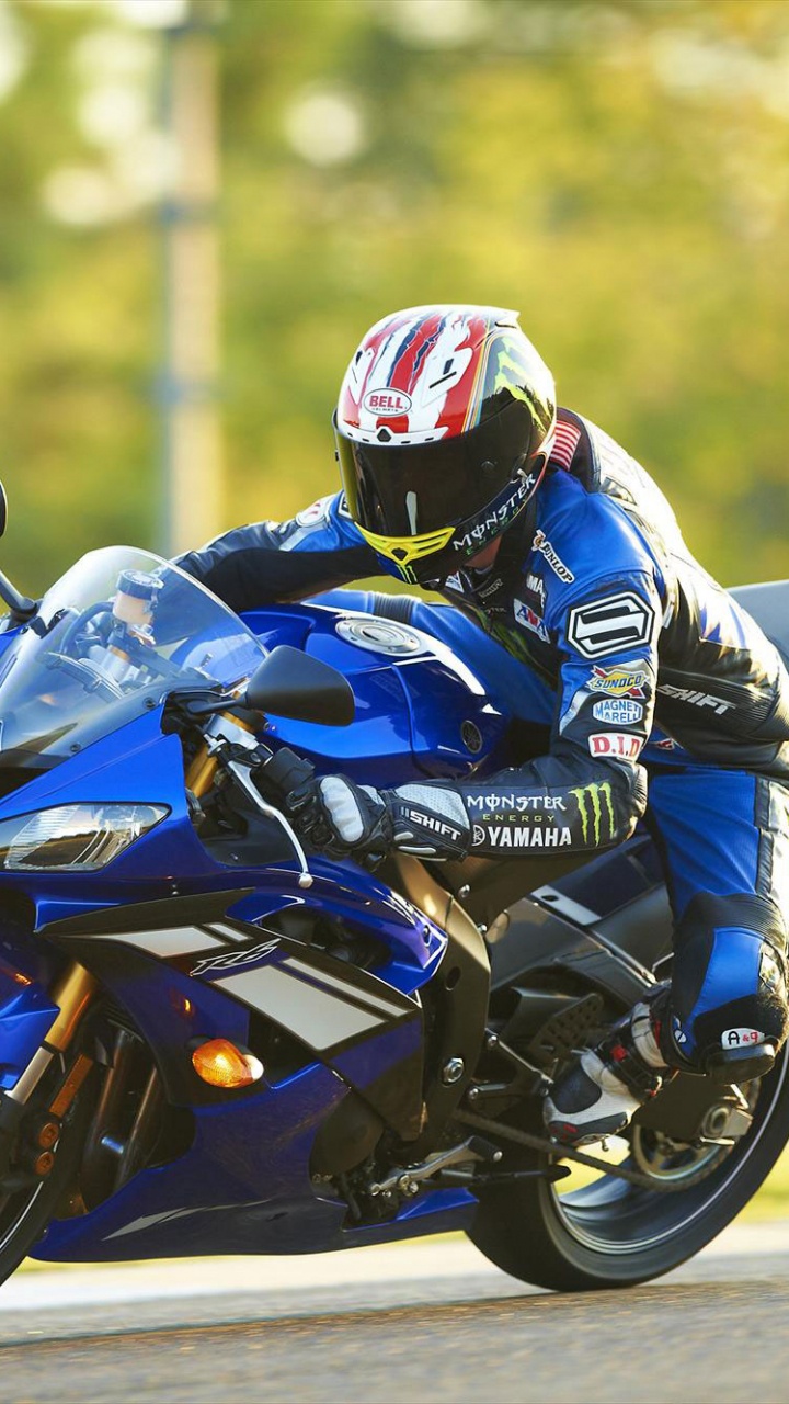 Обои Ямаха мотор Компани, мотоцикл, спортивный мотоцикл, мотоспорт, шоссейные в разрешении 720x1280