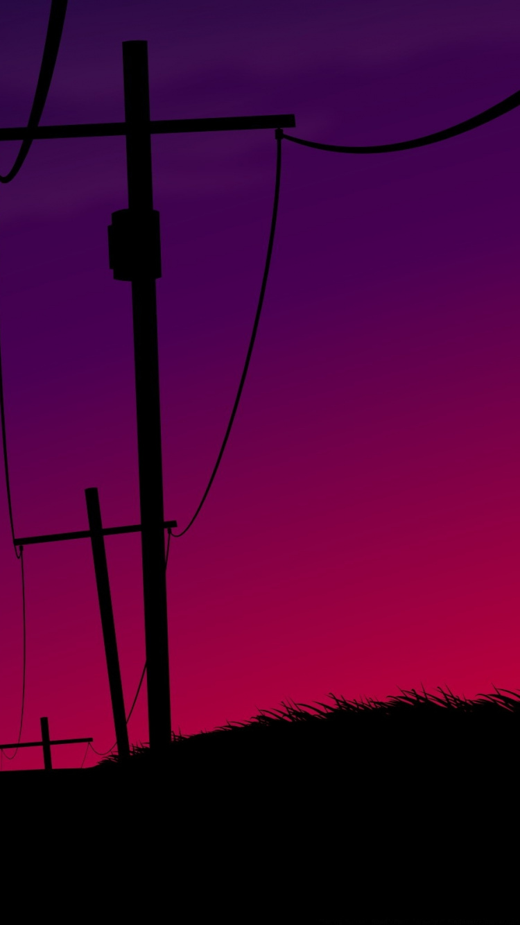 Обои закат, электричество, электроснабжение, облако, облака в разрешении 750x1334