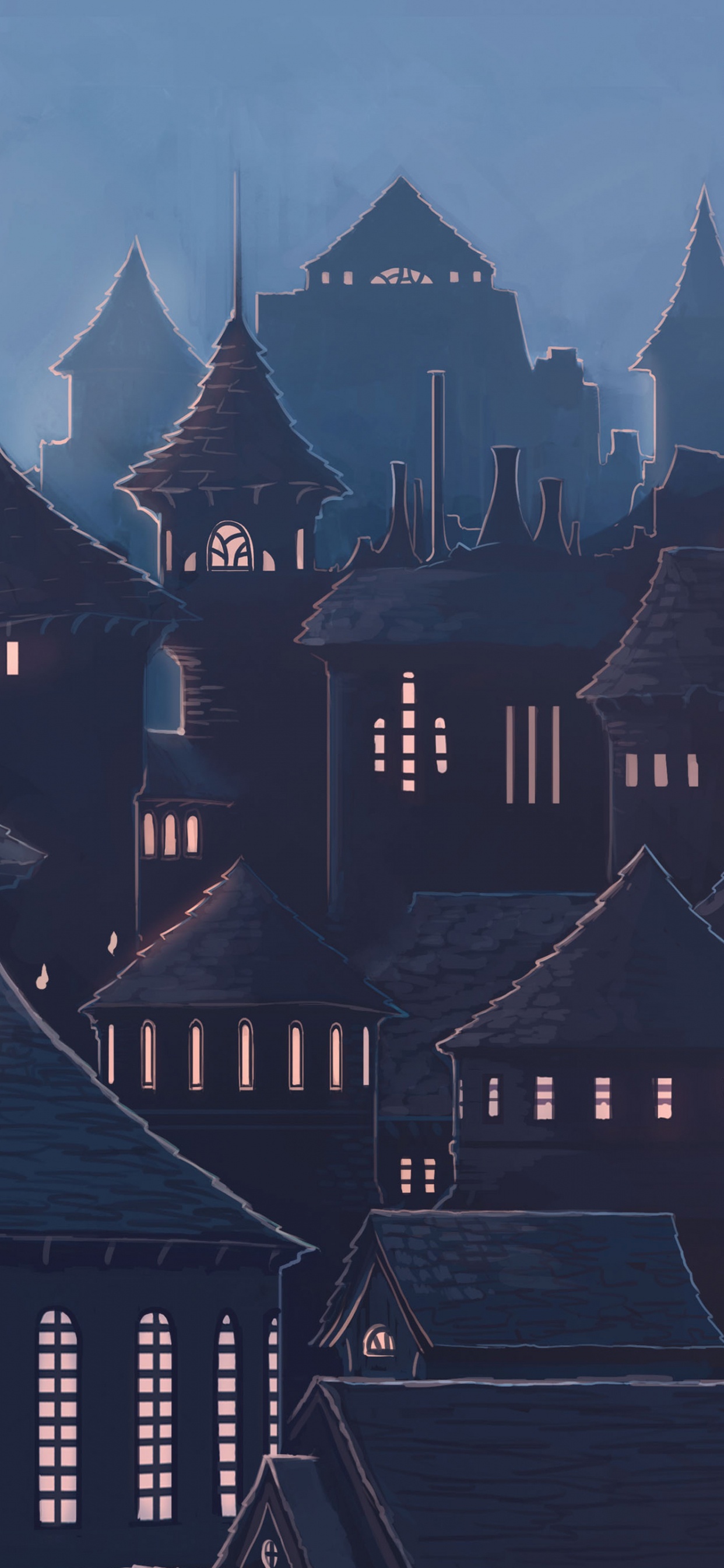 Обои Хогвартс, Гарри Поттер, фасад, крыша, ориентир в разрешении 1242x2688