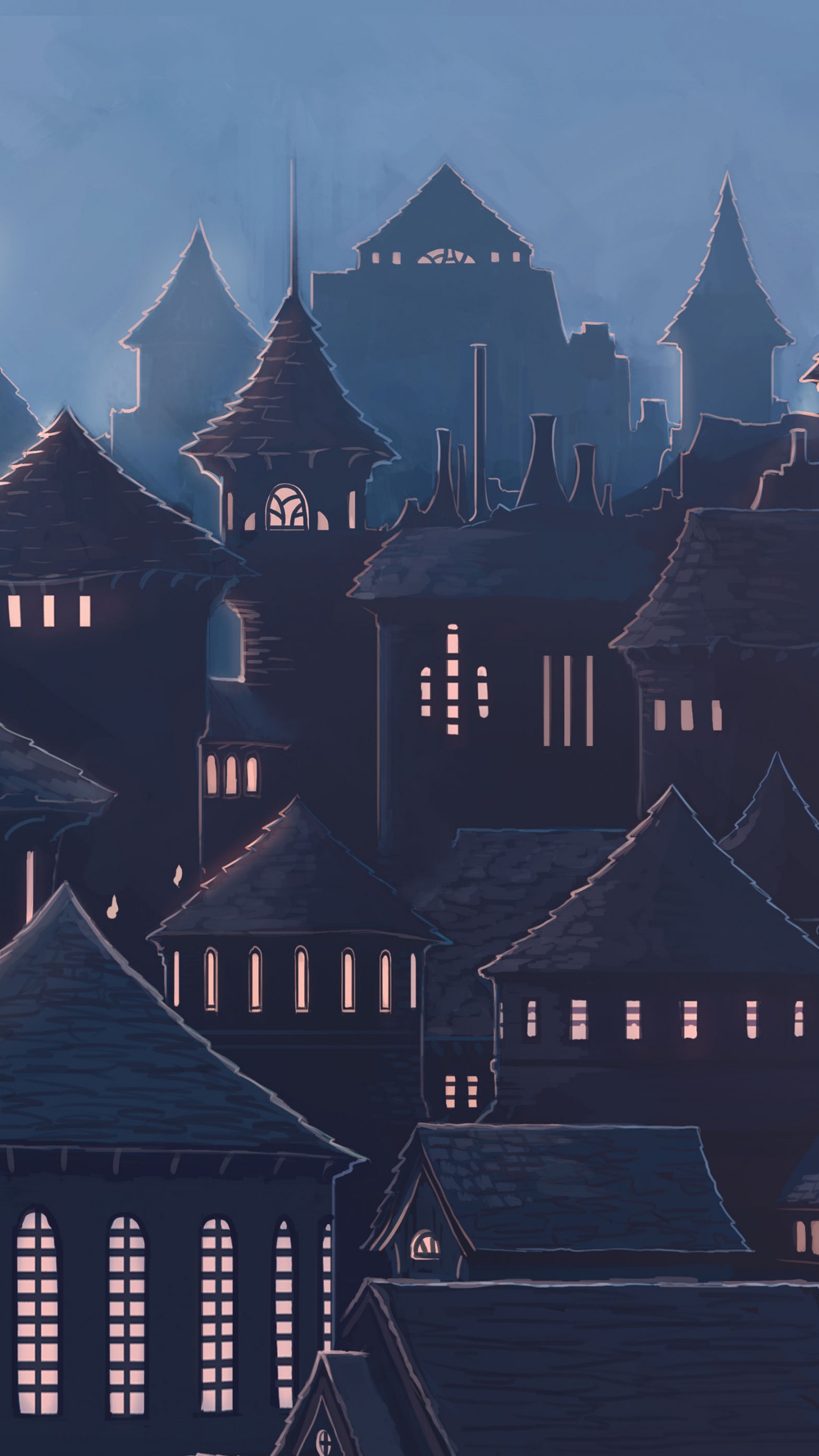 Обои Хогвартс, Гарри Поттер, фасад, крыша, ориентир в разрешении 1440x2560