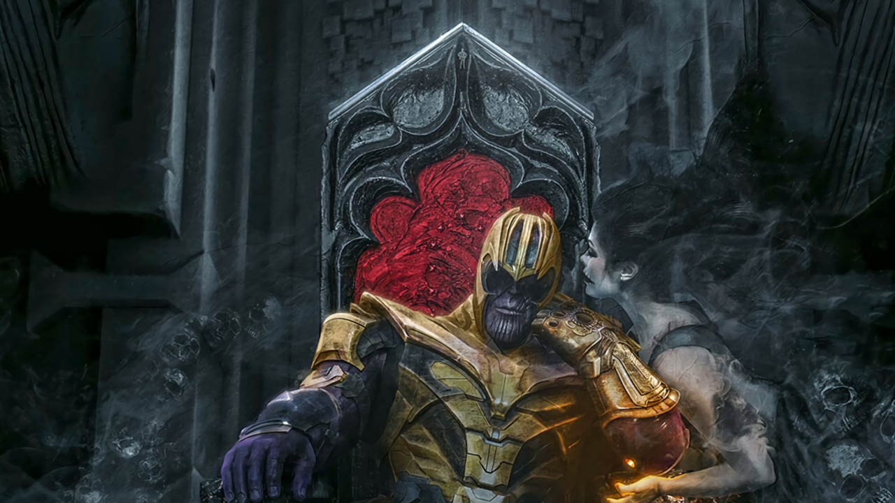 Обои Танос, человек-паук, суперзлодей, комиксы Марвел, злодей в разрешении 1280x720