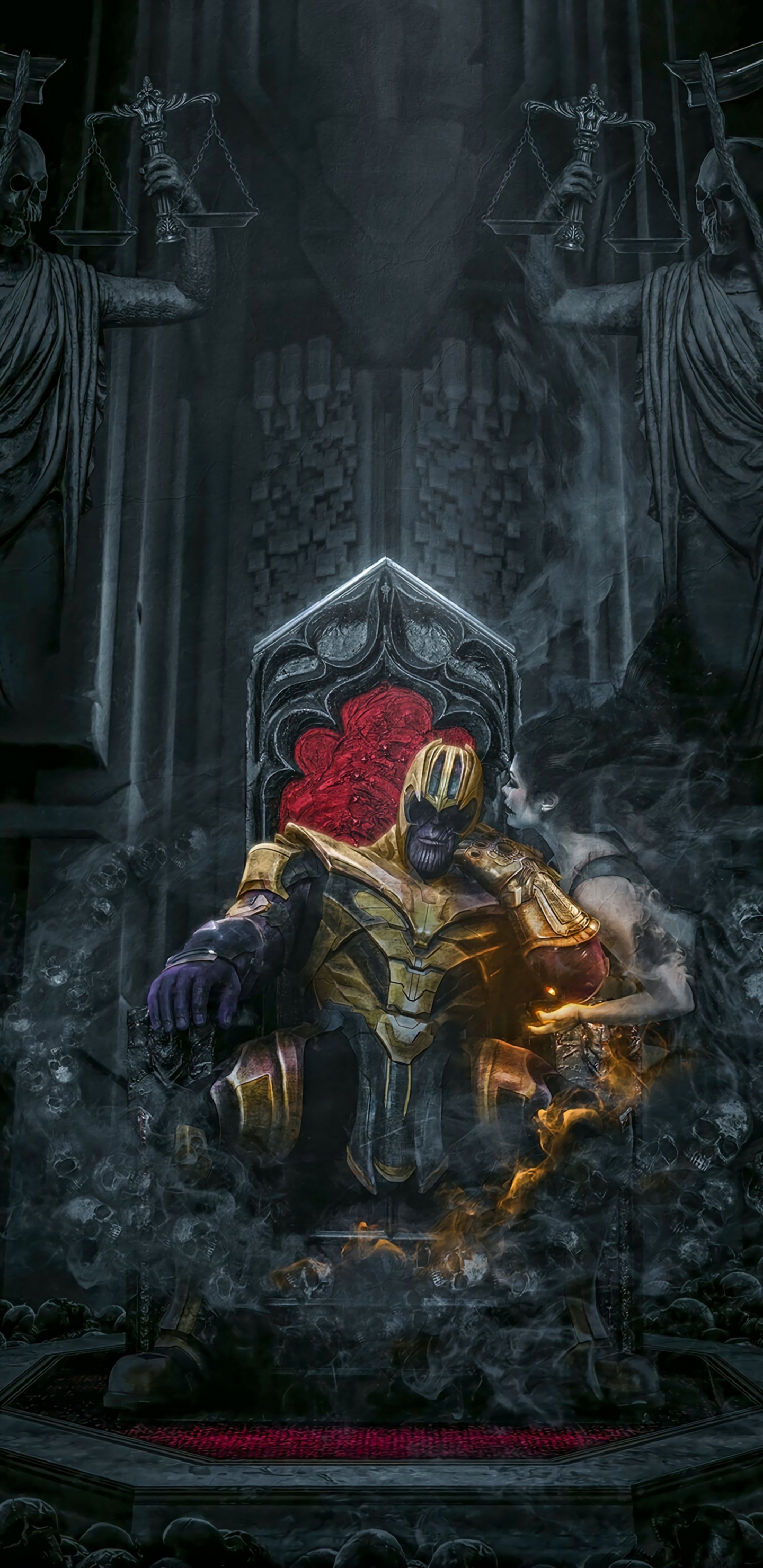 Обои Танос, человек-паук, суперзлодей, комиксы Марвел, злодей в разрешении 1440x2960