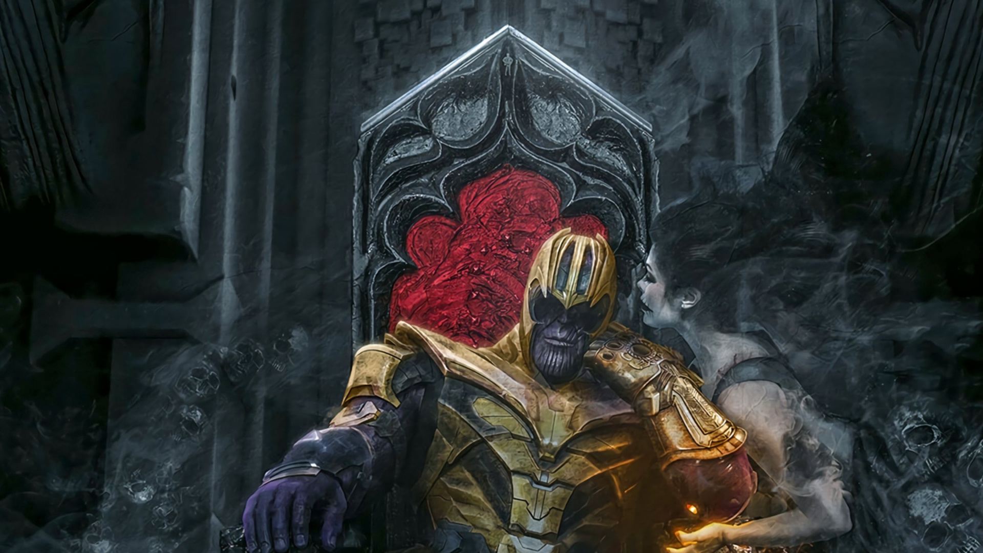 Обои Танос, человек-паук, суперзлодей, комиксы Марвел, злодей в разрешении 1920x1080