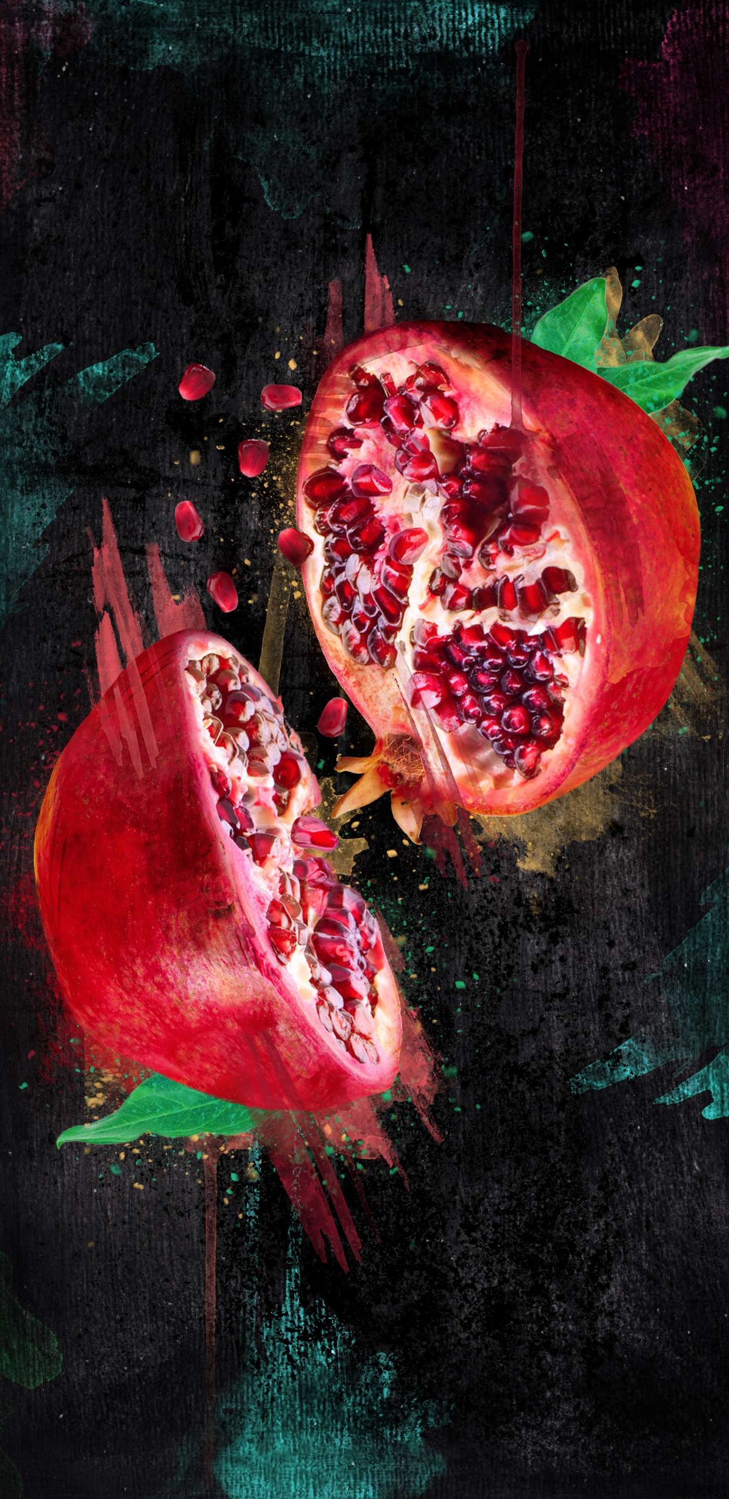 Обои натюрморт, арт, растение, лепесток, живопись в разрешении 1440x2960