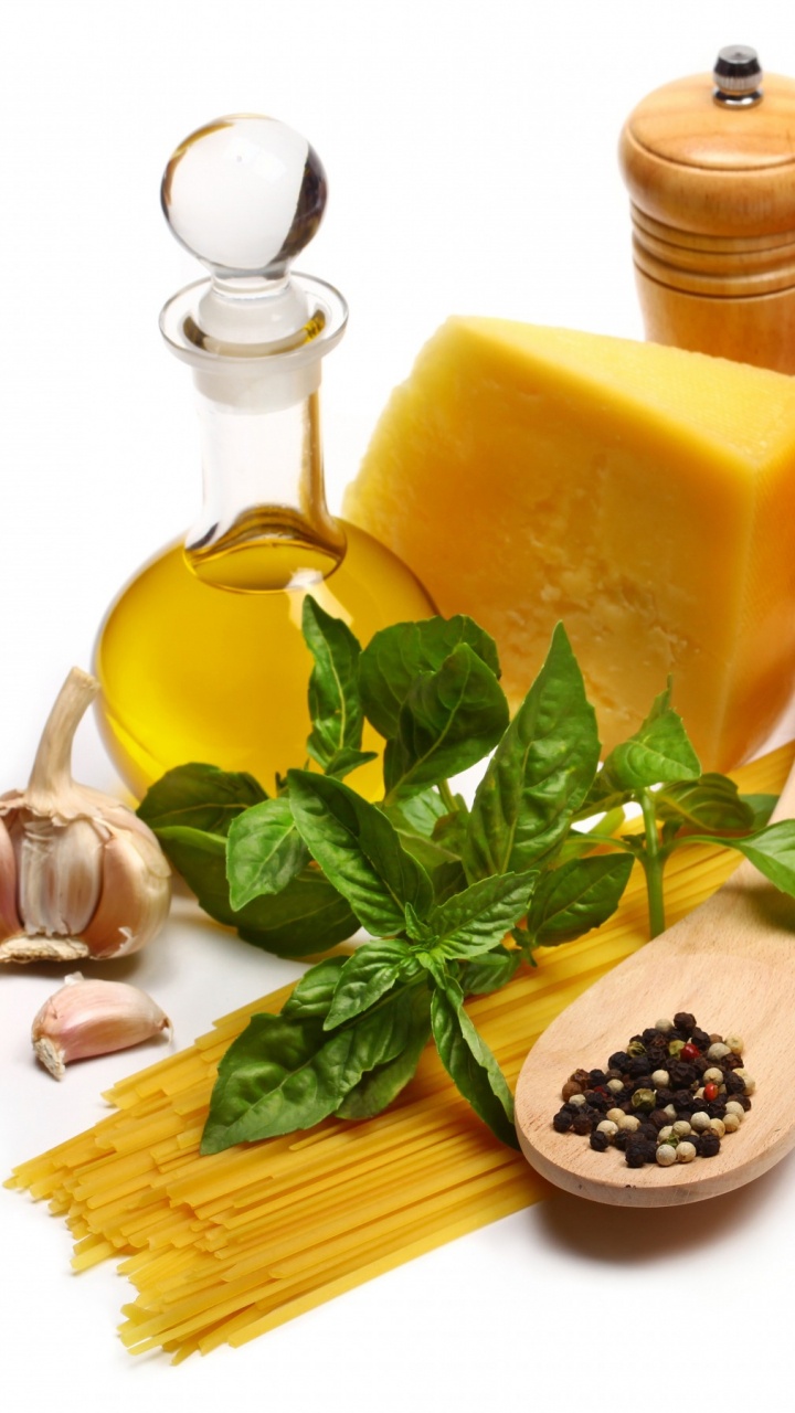 Обои помидор, паста, итальянская кухня, спагетти, пища в разрешении 720x1280