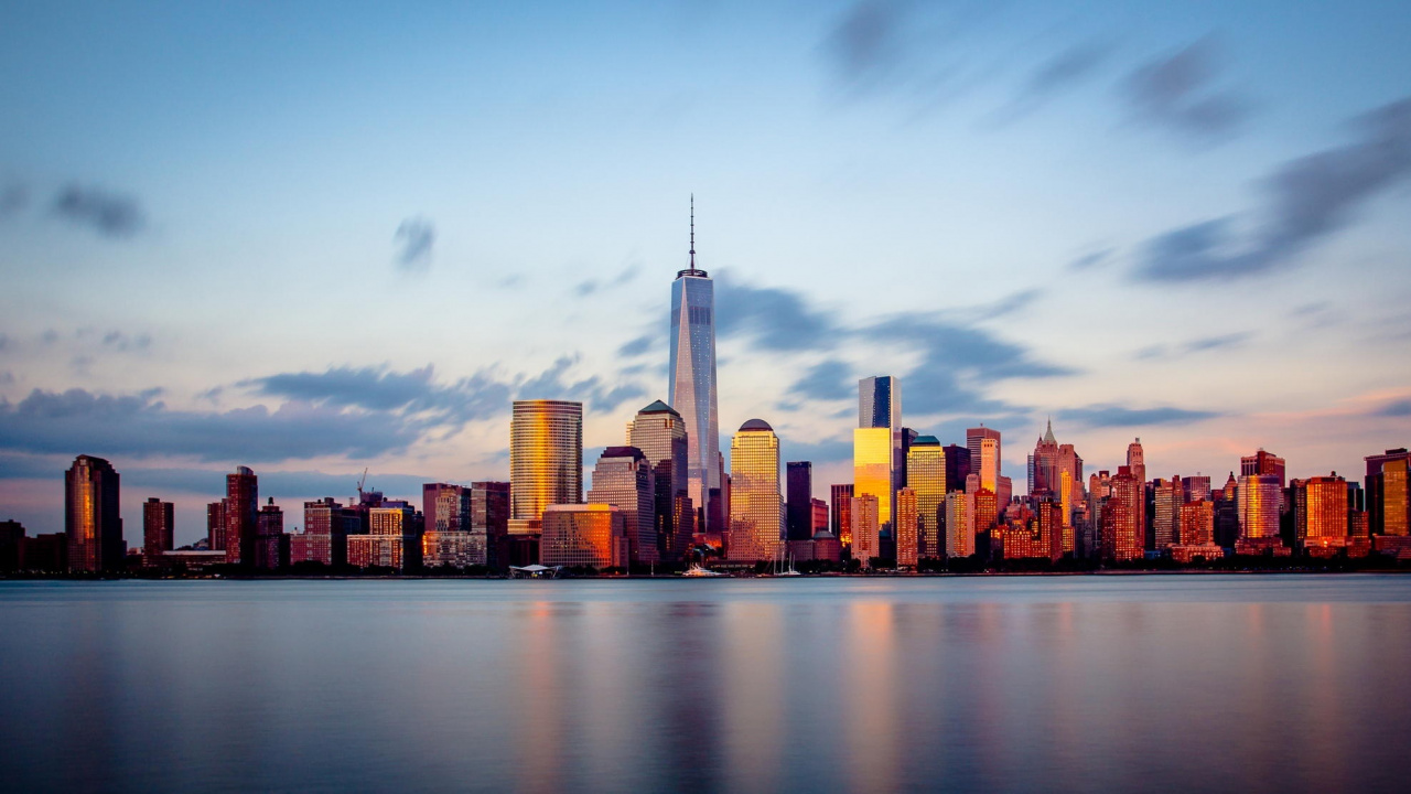 Обои линия горизонта, небоскреб, городской пейзаж, город, городской район в разрешении 1280x720