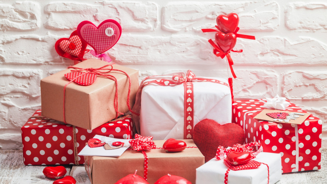 Обои подарок, День Святого Валентина, сердце, Партия пользу, свадебные сувениры в разрешении 1366x768