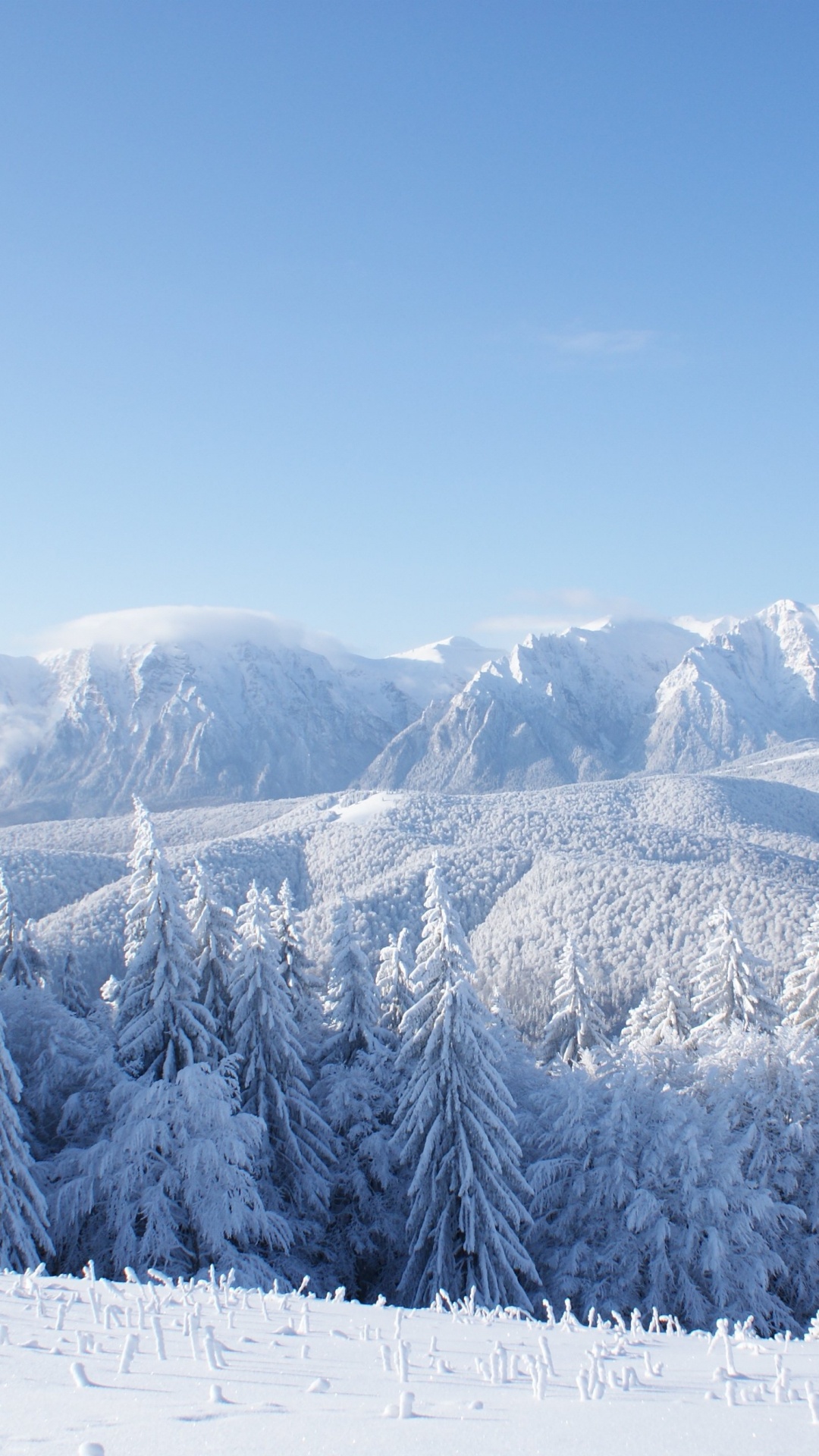 Обои гора, снег, горный хребет, зима, горный рельеф в разрешении 1080x1920