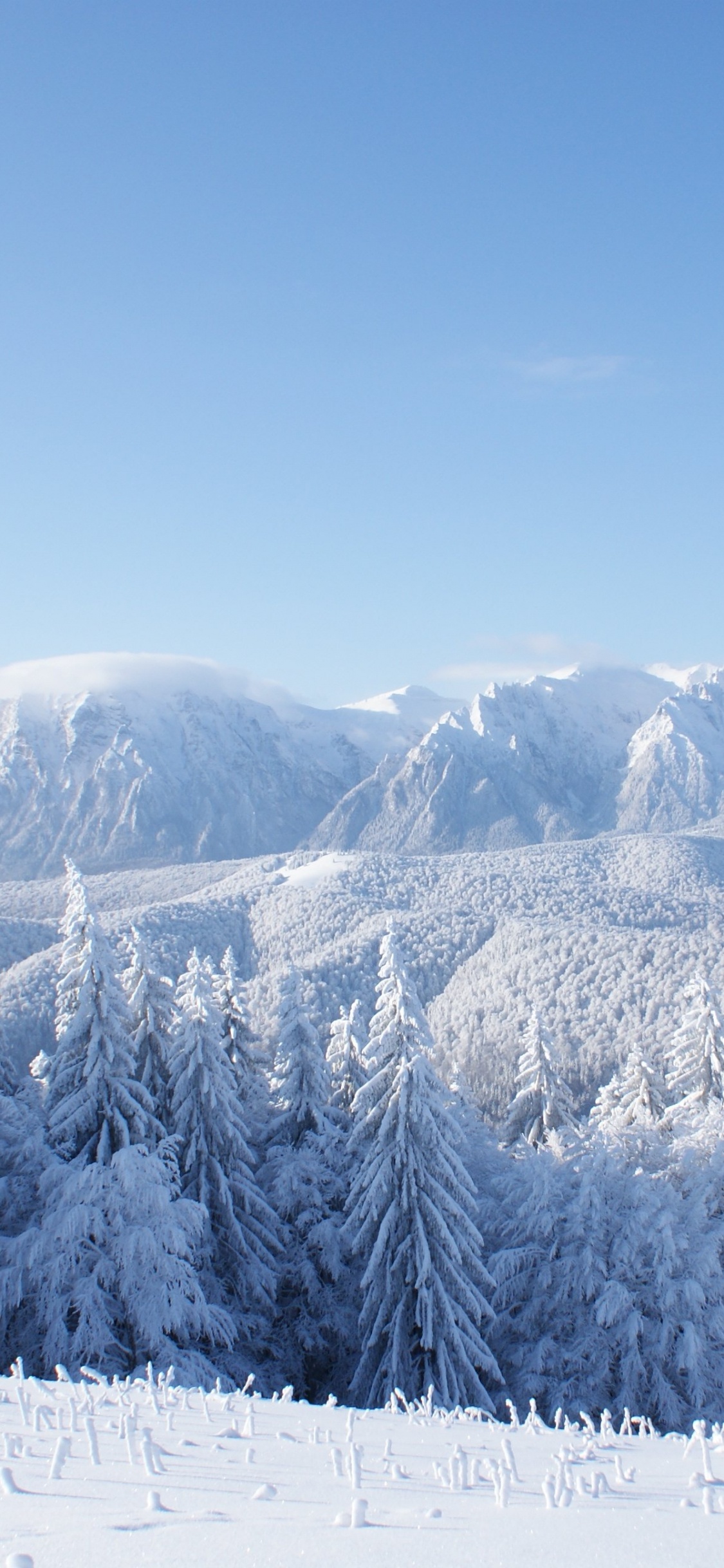 Обои гора, снег, горный хребет, зима, горный рельеф в разрешении 1125x2436