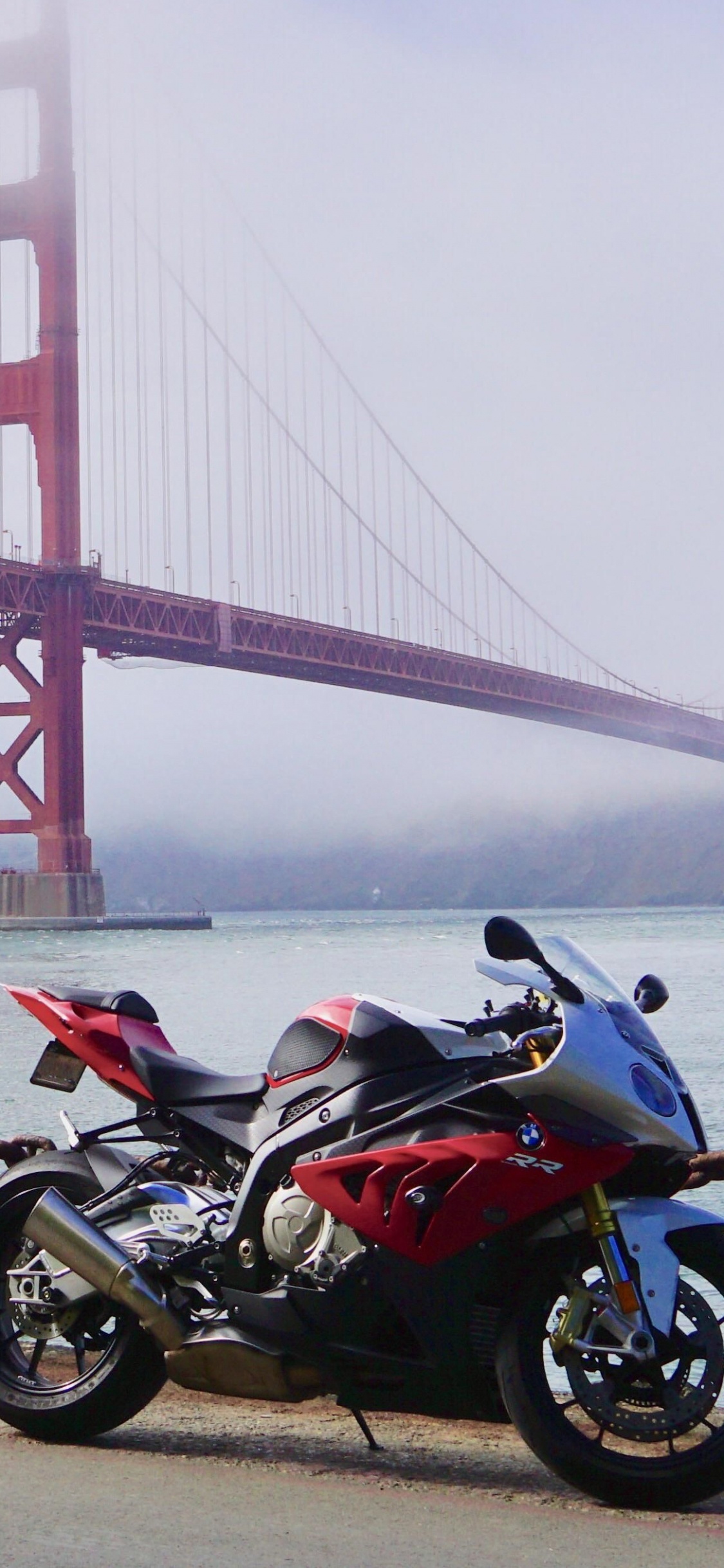 Обои мост Golden Gate, мотоцикл, мост, мотоспорт, авто в разрешении 1125x2436