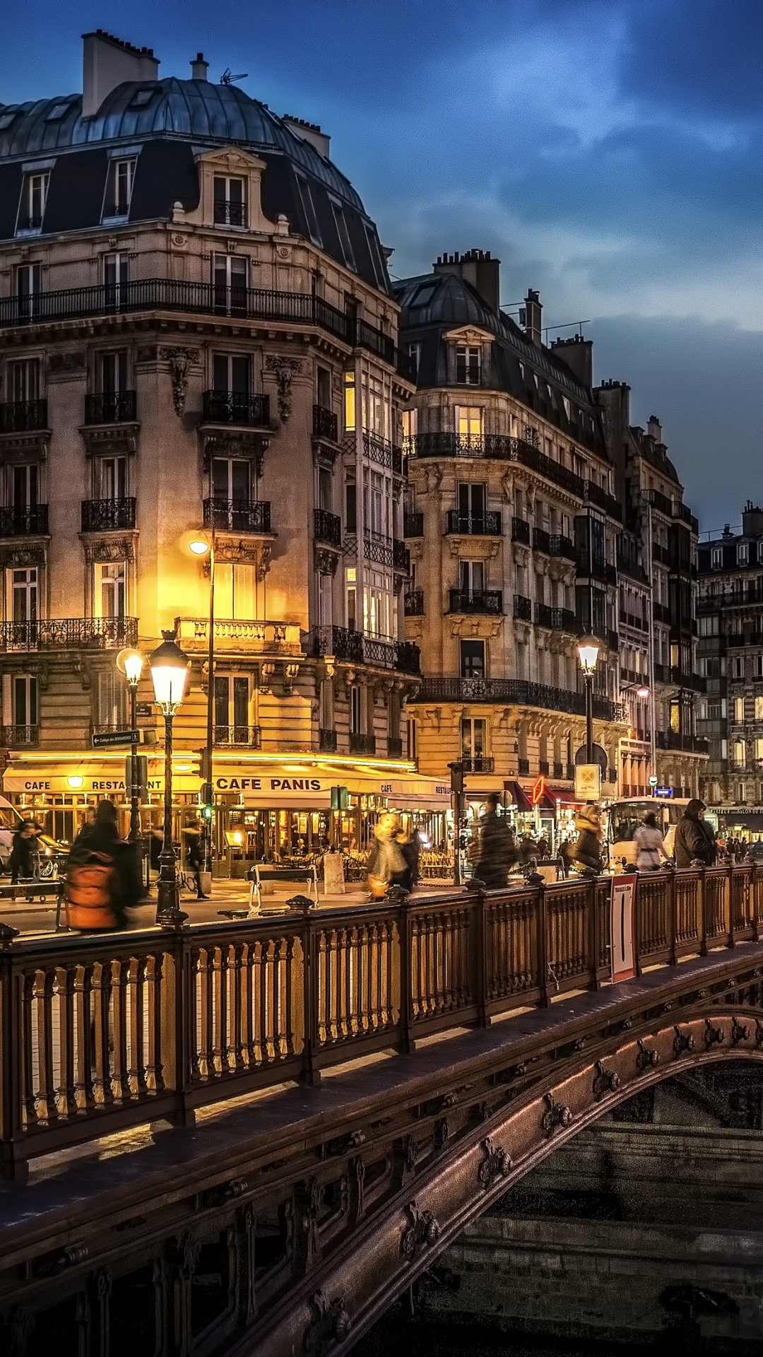 Обои Париж, ориентир, город, ночь, архитектура в разрешении 1080x1920
