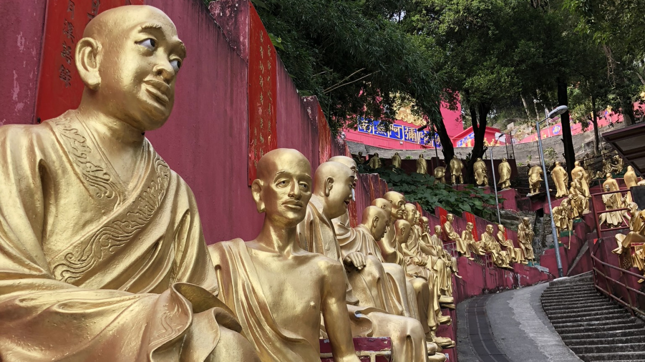 Обои статуя, Гаутама Будда, религия, голова, природа в разрешении 1280x720