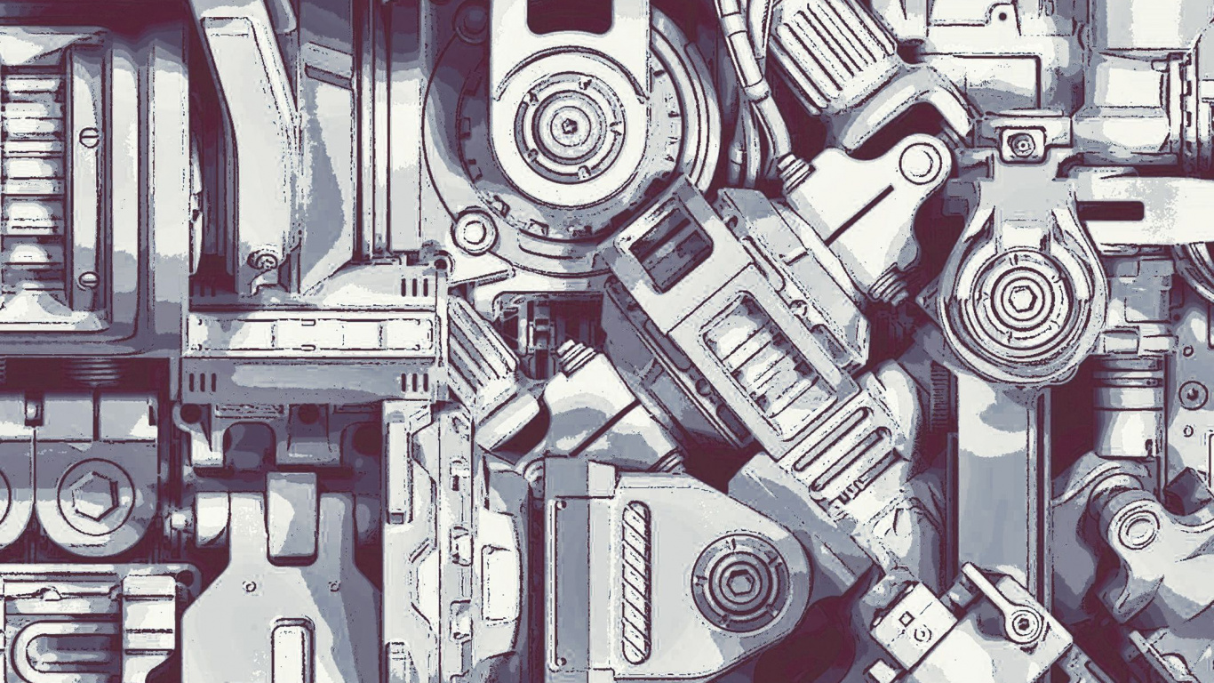 Обои механические детали, механизм, архитектура, арт, стиль в разрешении 1366x768