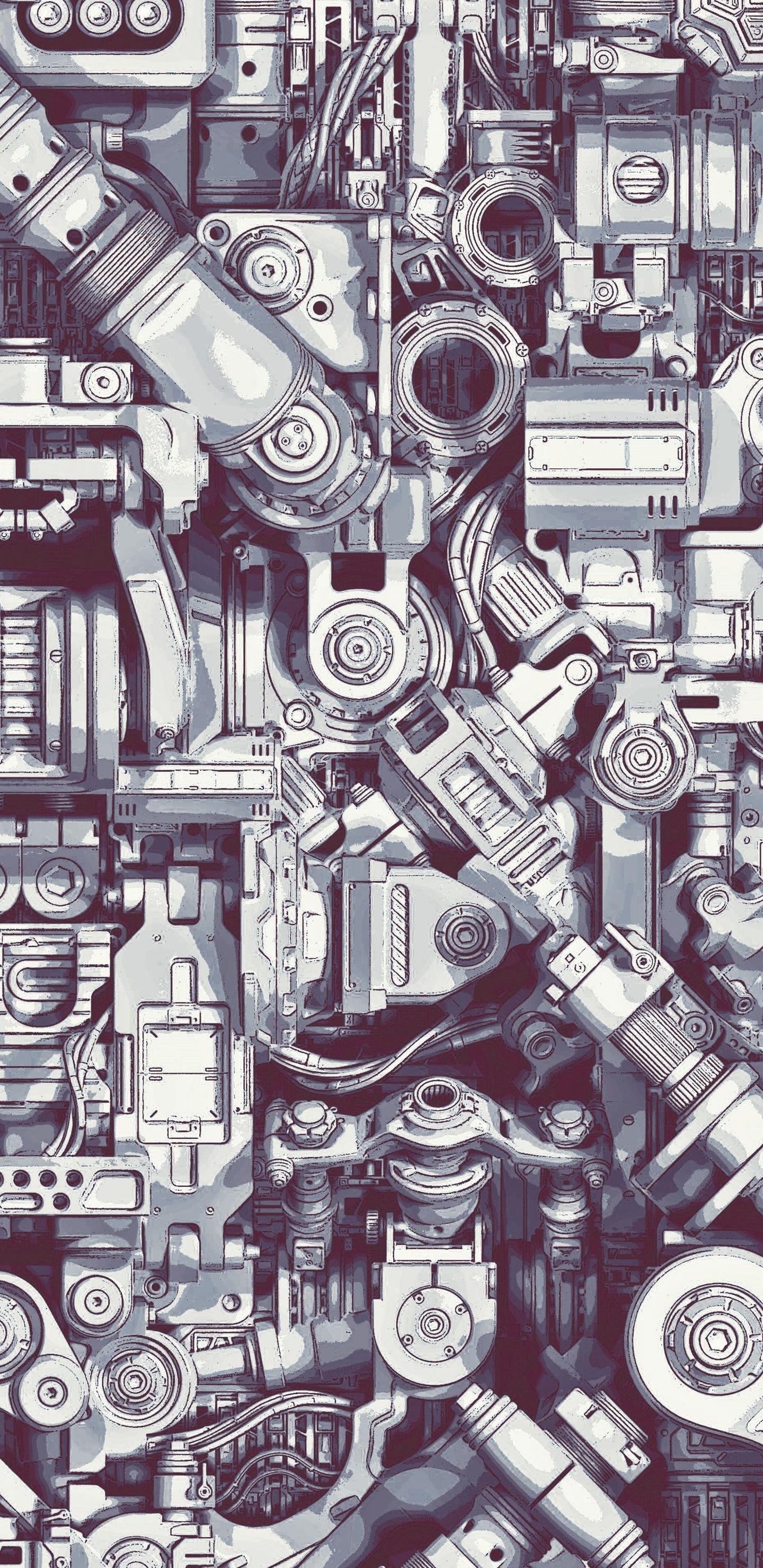 Обои механические детали, механизм, архитектура, арт, стиль в разрешении 1440x2960