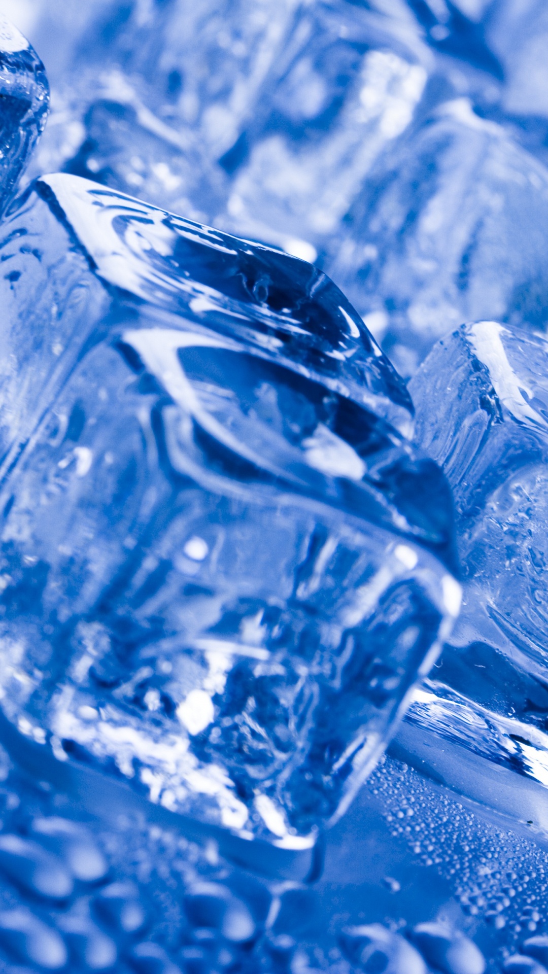 Обои кубик льда, синий, вода, лед, замораживание в разрешении 1080x1920