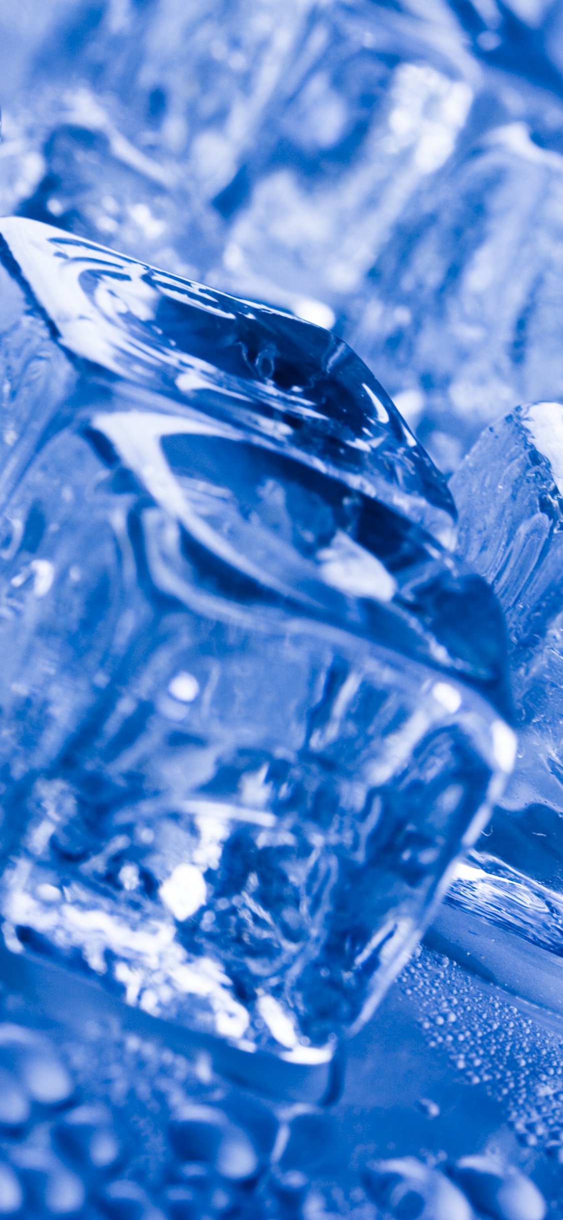 Обои кубик льда, синий, вода, лед, замораживание в разрешении 1125x2436