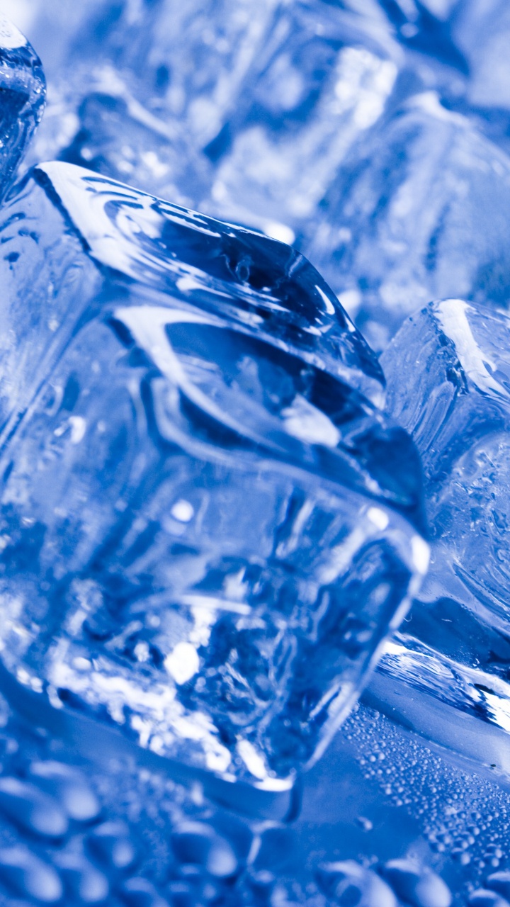 Обои кубик льда, синий, вода, лед, замораживание в разрешении 720x1280