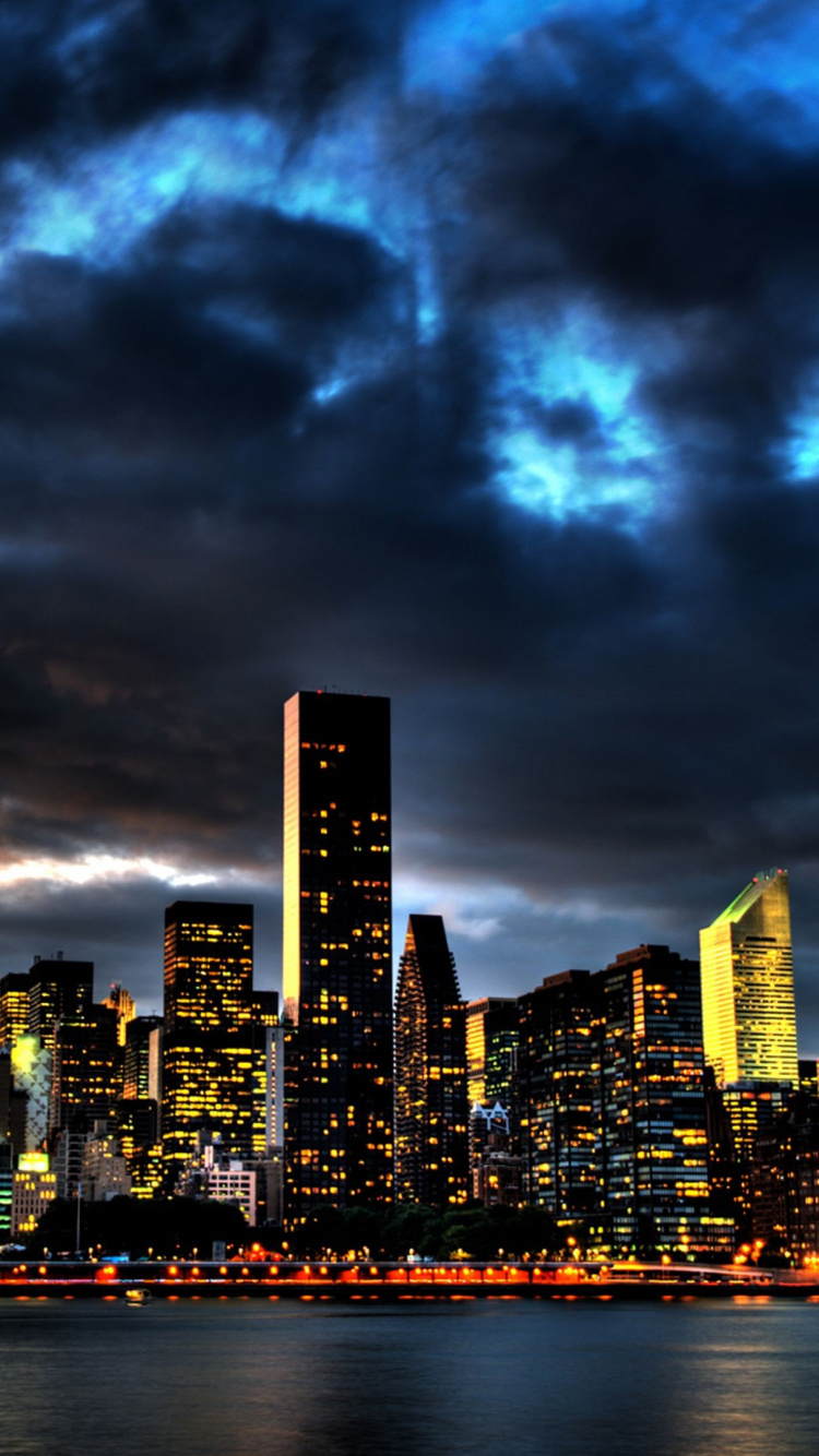 Обои город, городской пейзаж, линия горизонта, городской район, метрополия в разрешении 750x1334