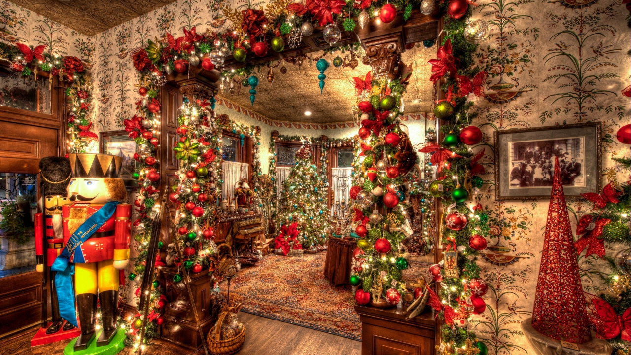 Обои елка, Рождественские украшения, Рождество, дерево, традиция в разрешении 1280x720