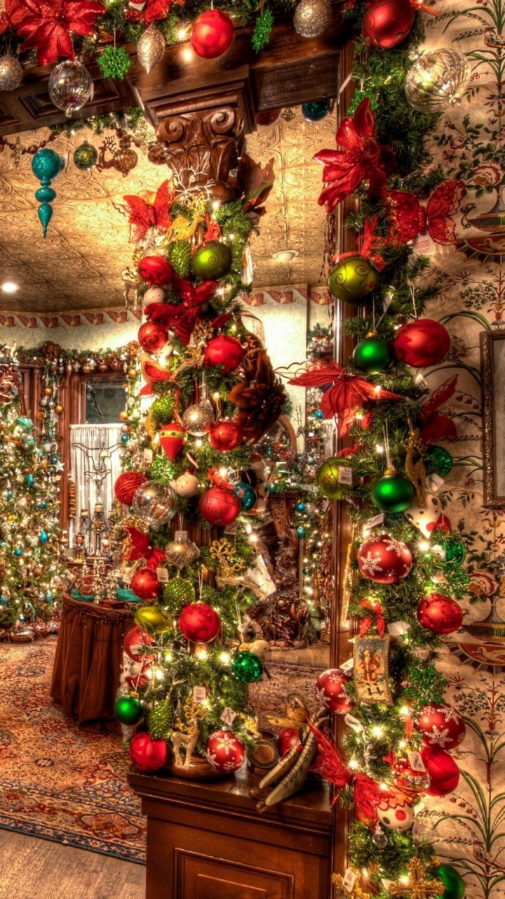 Обои елка, Рождественские украшения, Рождество, дерево, традиция в разрешении 720x1280