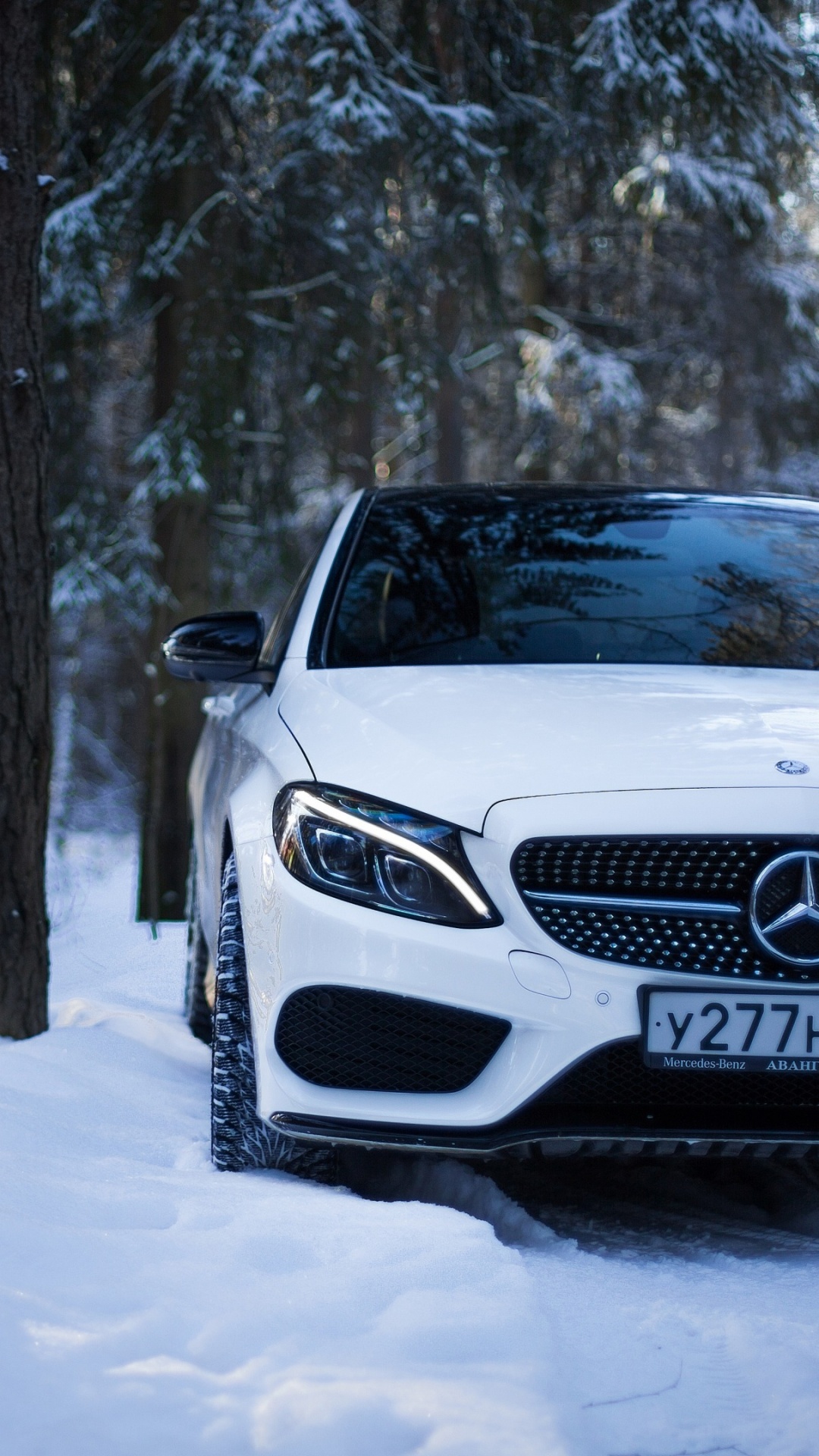 Обои авто, снег, обод, личный роскошный автомобиль, mercedes benz в разрешении 1080x1920