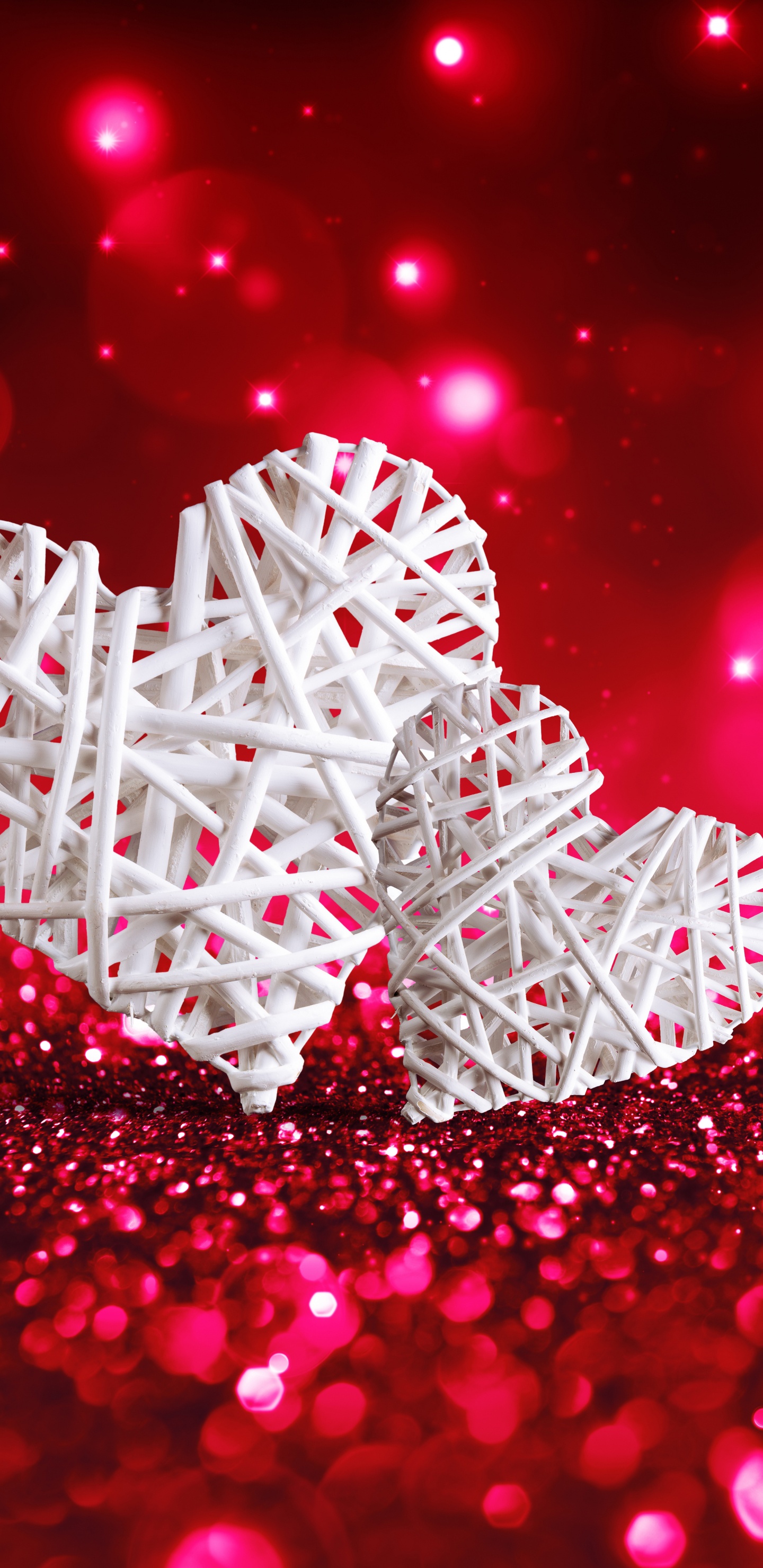 Обои сердце, День Святого Валентина, розовый, красный цвет, пурпурный цвет в разрешении 1440x2960