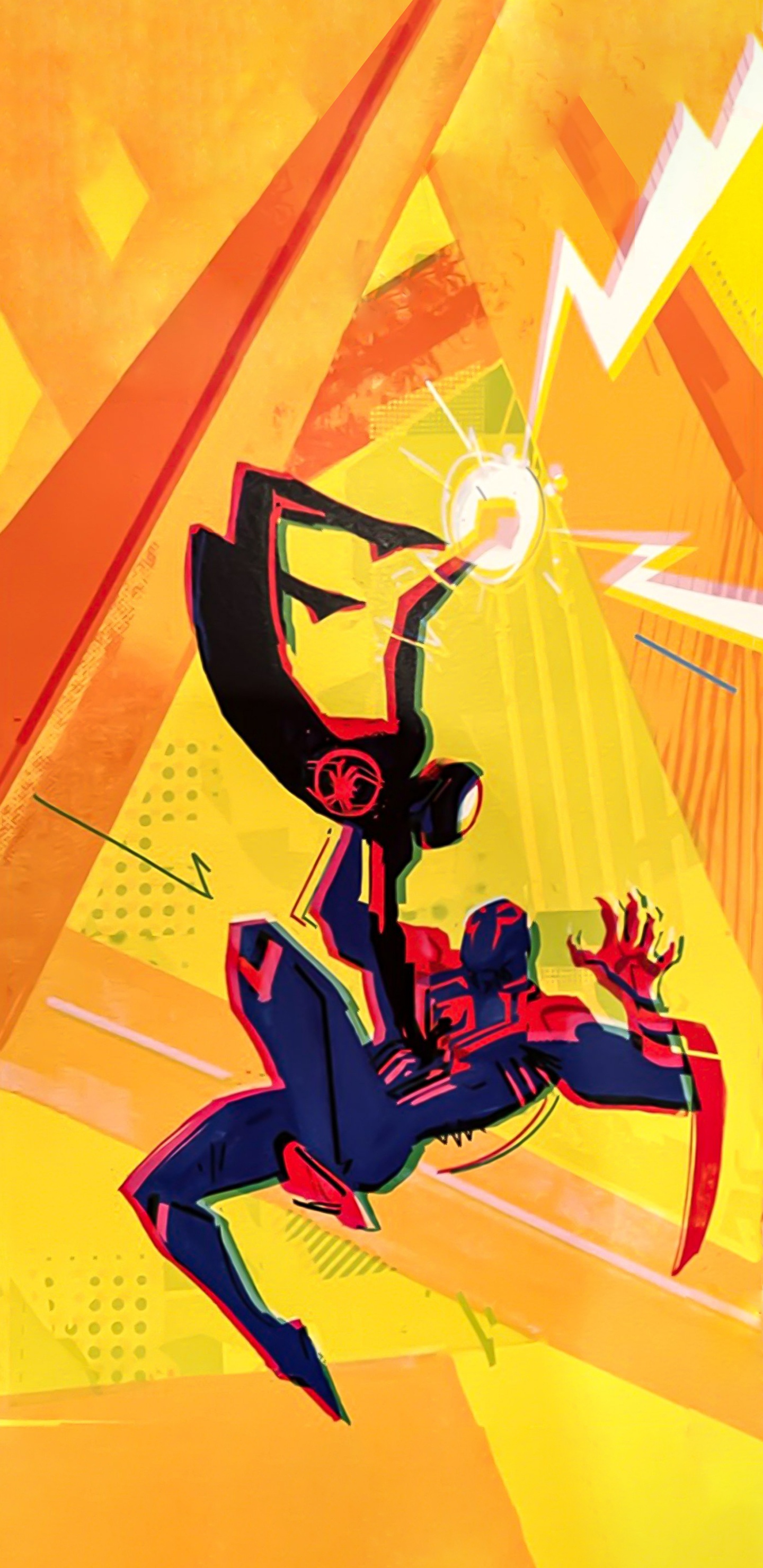 Обои Майлз Моралес, верхолаз, человек-паук, Гвен Стейси, постер в разрешении 1440x2960