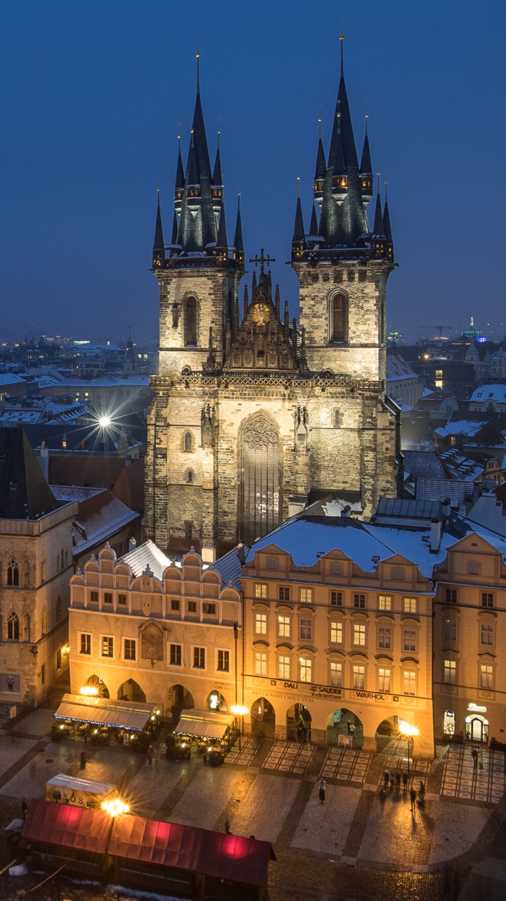 Обои ориентир, город, ночь, городской район, метрополия в разрешении 720x1280