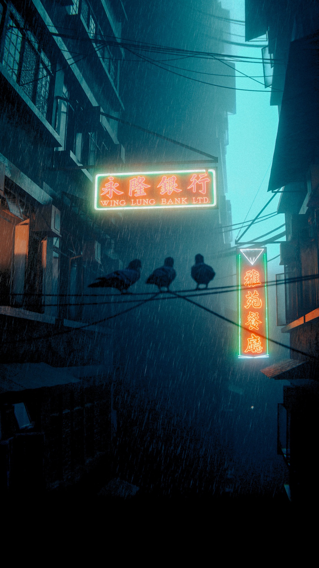 Обои темнота, постер, здание, окно, автомобильное освещение в разрешении 1080x1920