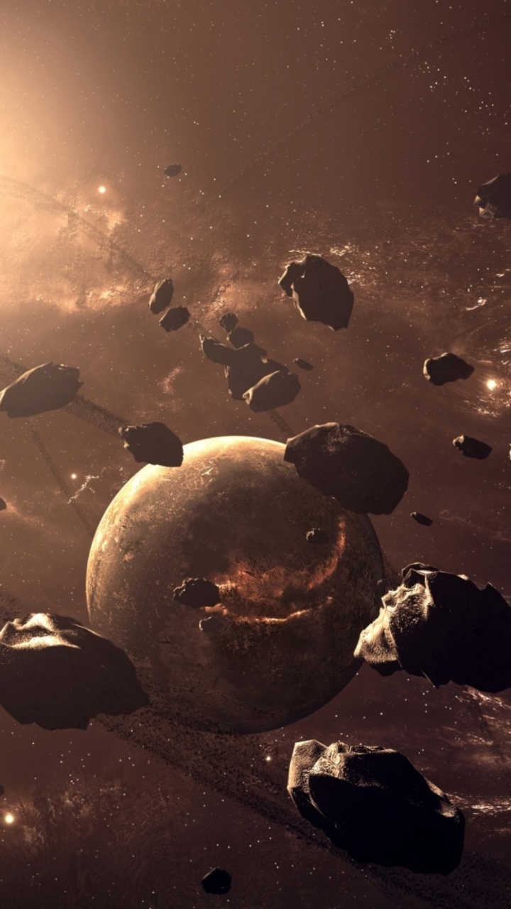 Обои астероиды космос, земля, астероид, планета, космическое пространство в разрешении 720x1280