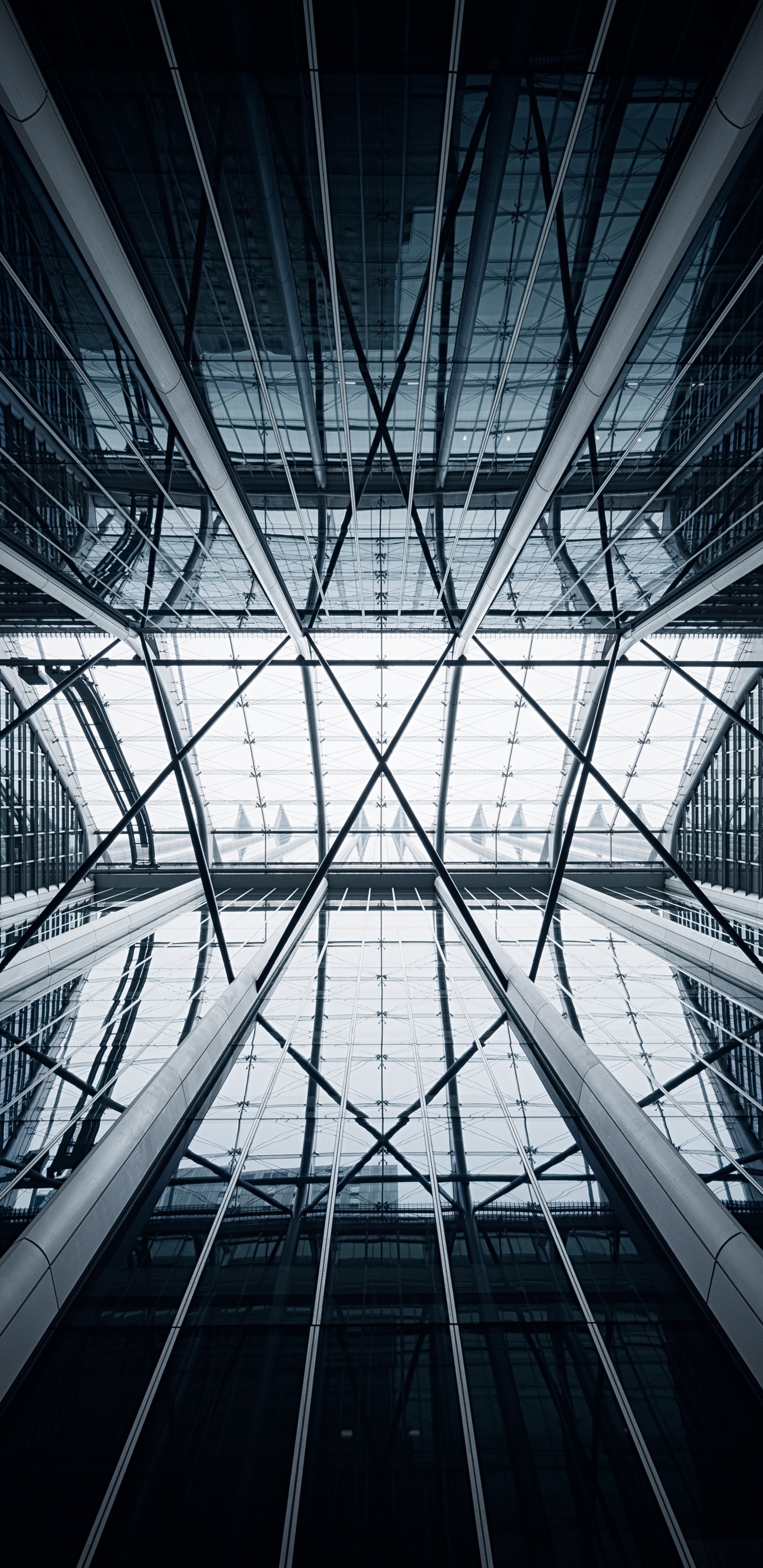 Обои архитектура, здание, черный, свет, симметрия в разрешении 1440x2960