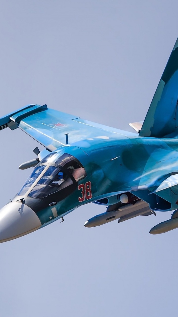 Обои Су 34, российские ВВС, сухой, военный самолет, самолеты в разрешении 720x1280