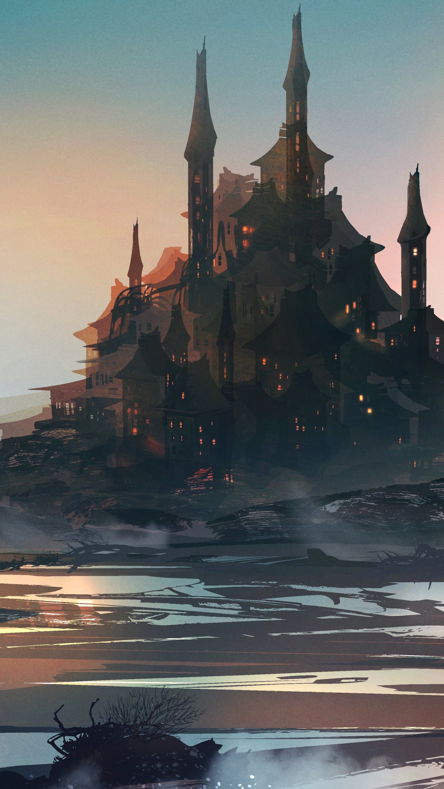 Обои арт, живопись, атмосфера, иллюстрация, облако в разрешении 1440x2560