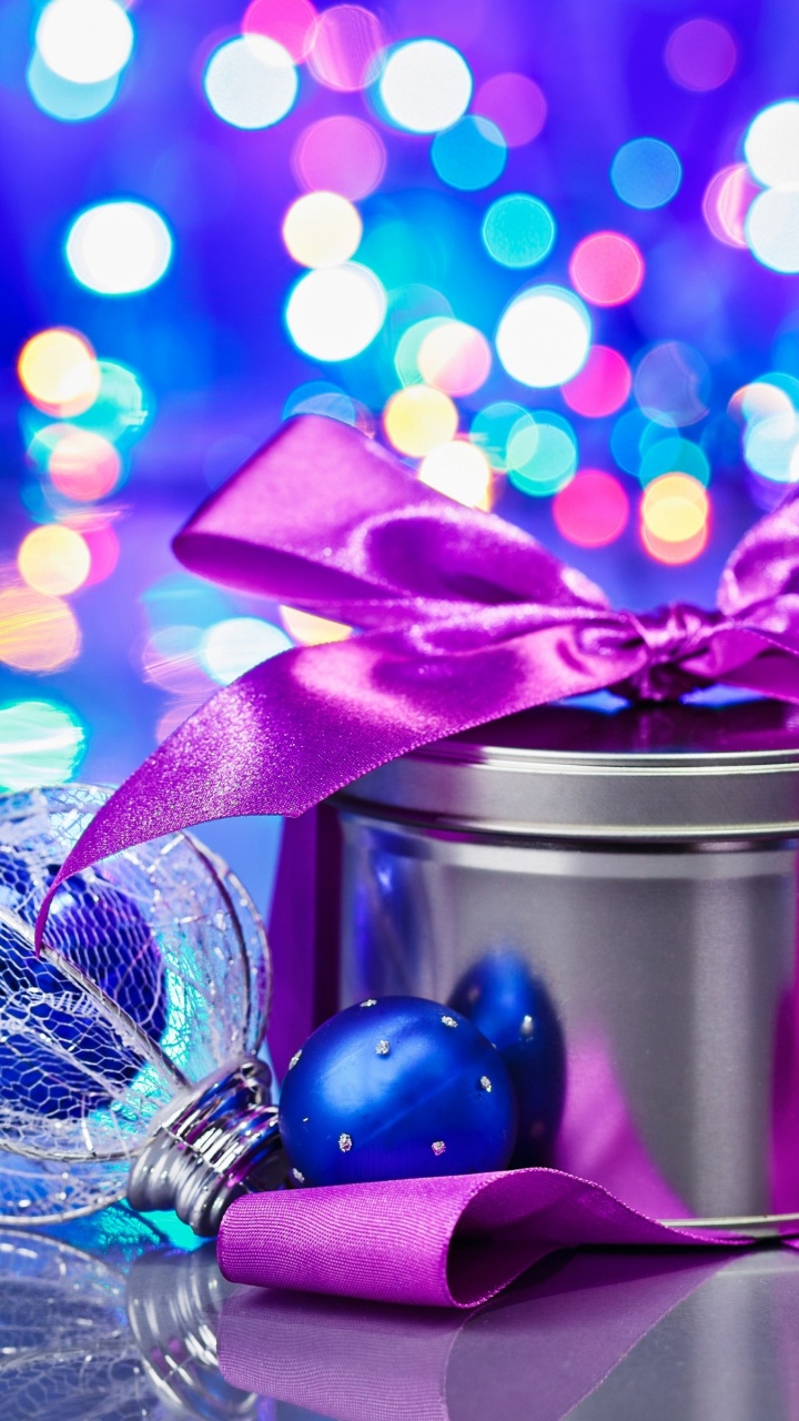 Обои Рождественский день, Новый год, пурпур, синий, Фиолетовый в разрешении 720x1280