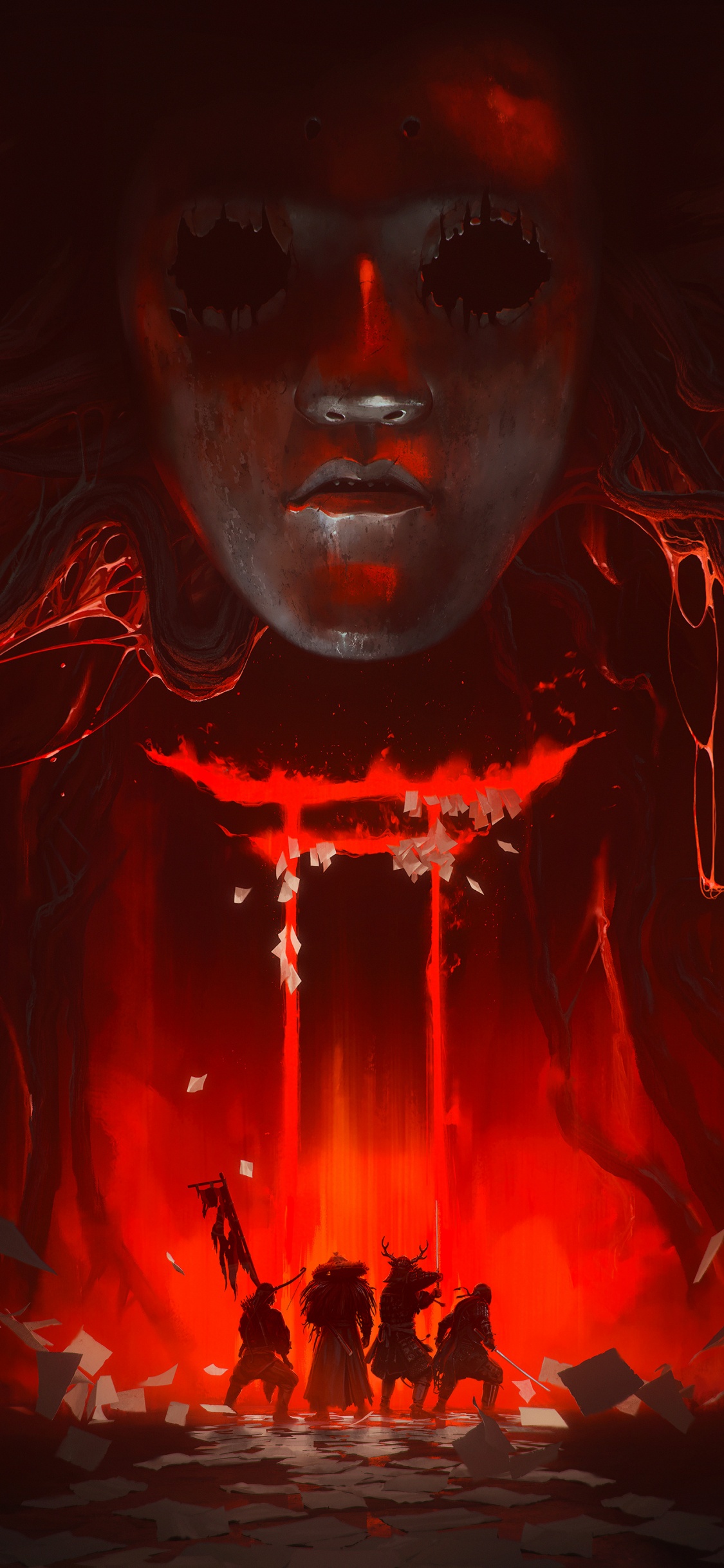 Обои призрак цусима рейд, призрак цусимы, Оплеуха Производств, налет, многопользовательская видео игра в разрешении 1125x2436