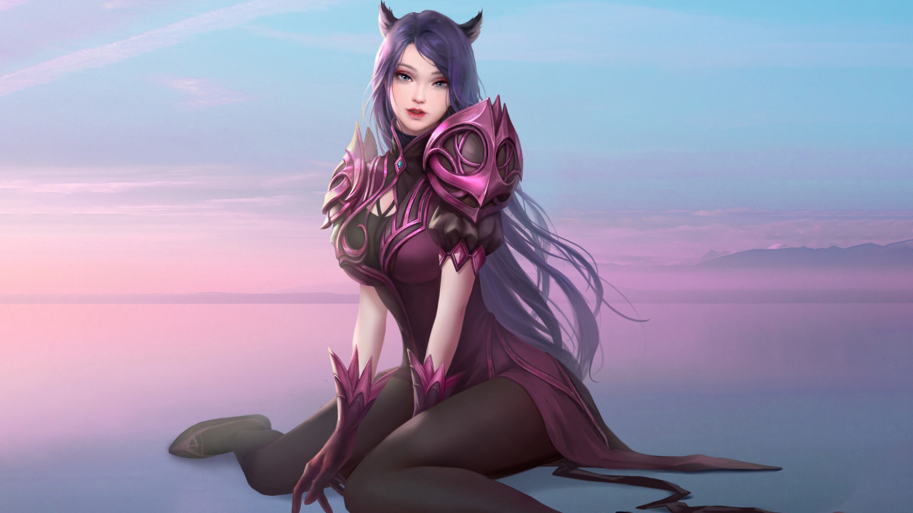 Обои аниме, розовый, красота, нога, длинные волосы в разрешении 1280x720